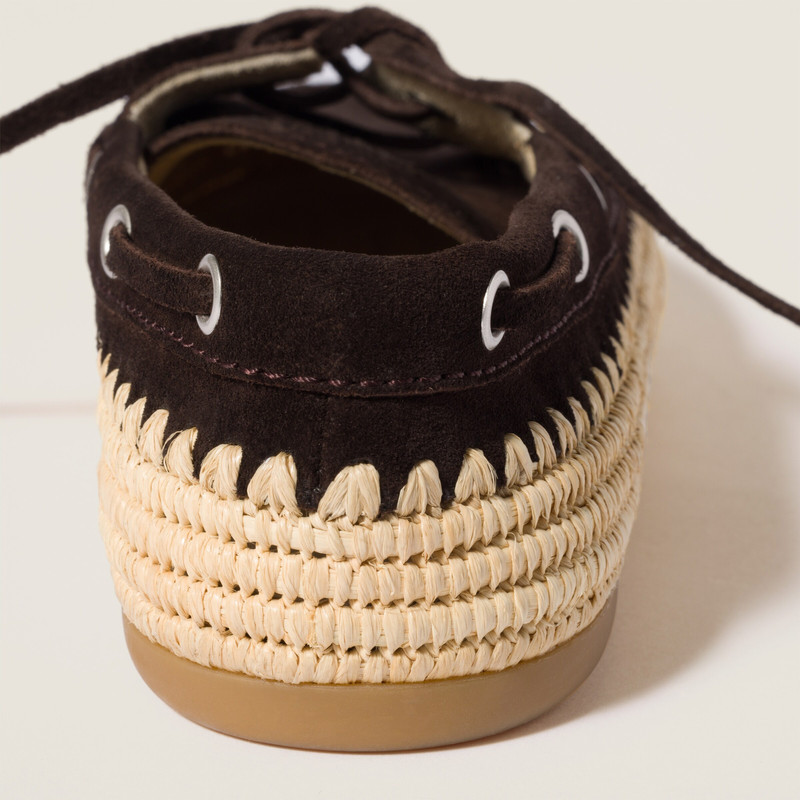 Miu Miu Suede and raffia boat shoes outlook