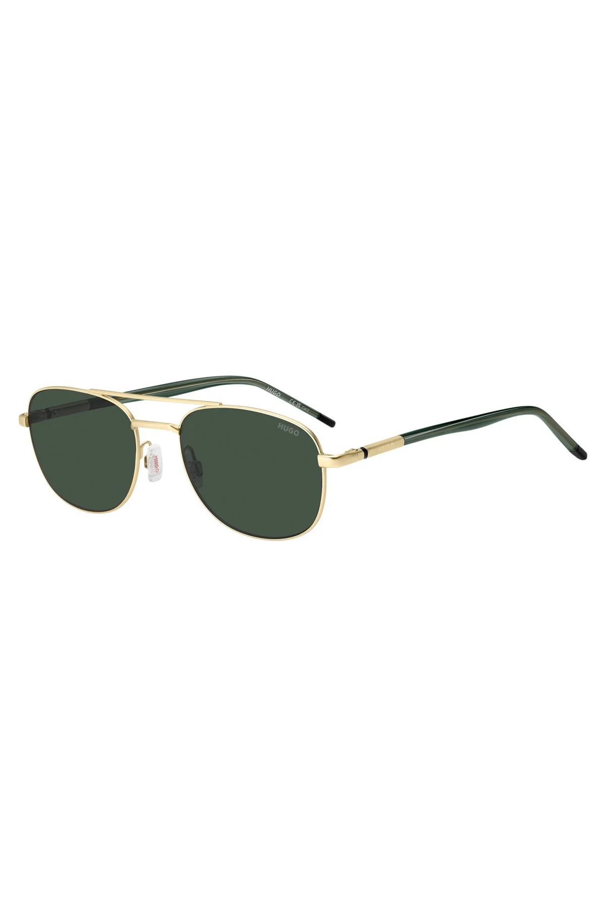 GOLD-TONE SUNGLASSES WITH GREEN TRIMS - 1