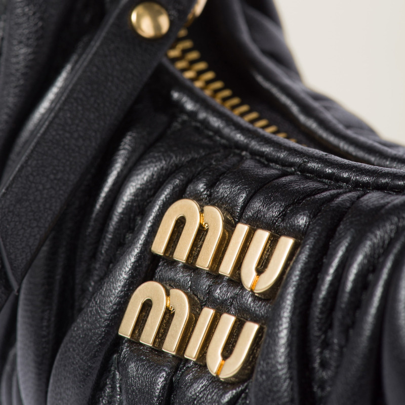 Miu Miu Wander matelassé nappa leather mini hobo pouch outlook
