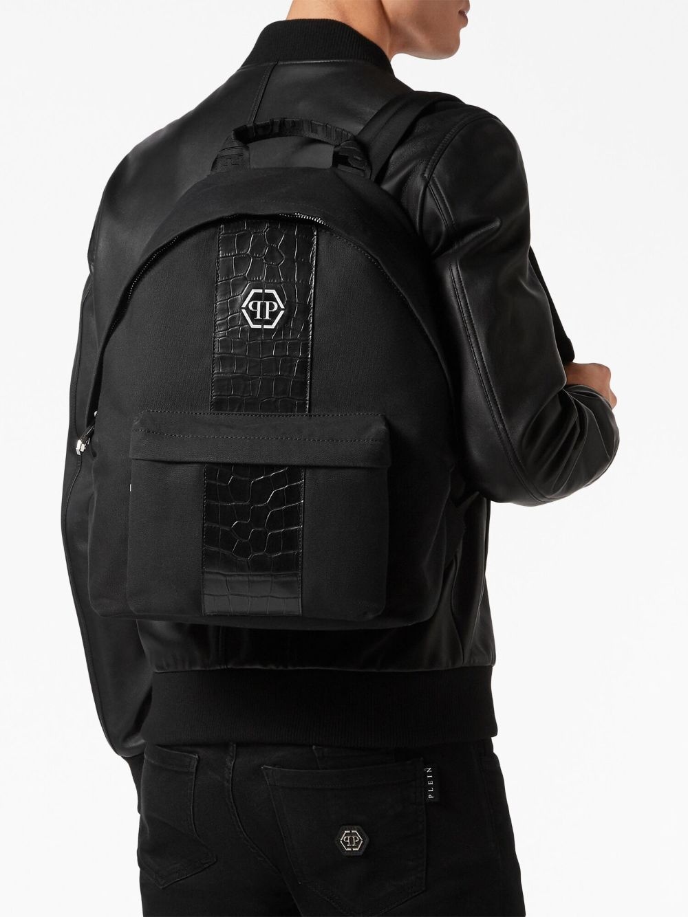 logo-plaque zip-up backpack - 2