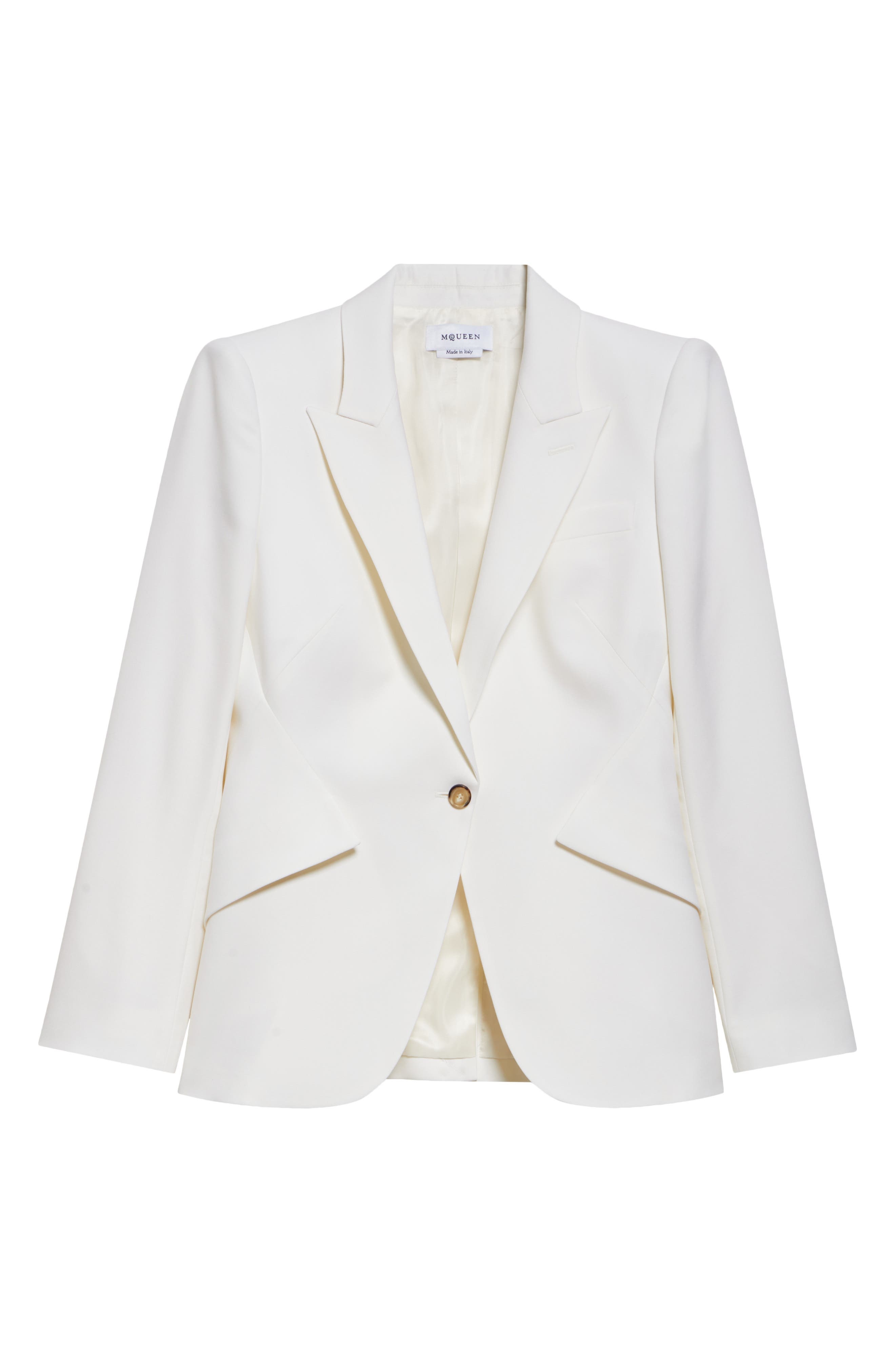 McQueen Single Breasted Wool Martingale Blazer in Bone at Nordstrom - 7