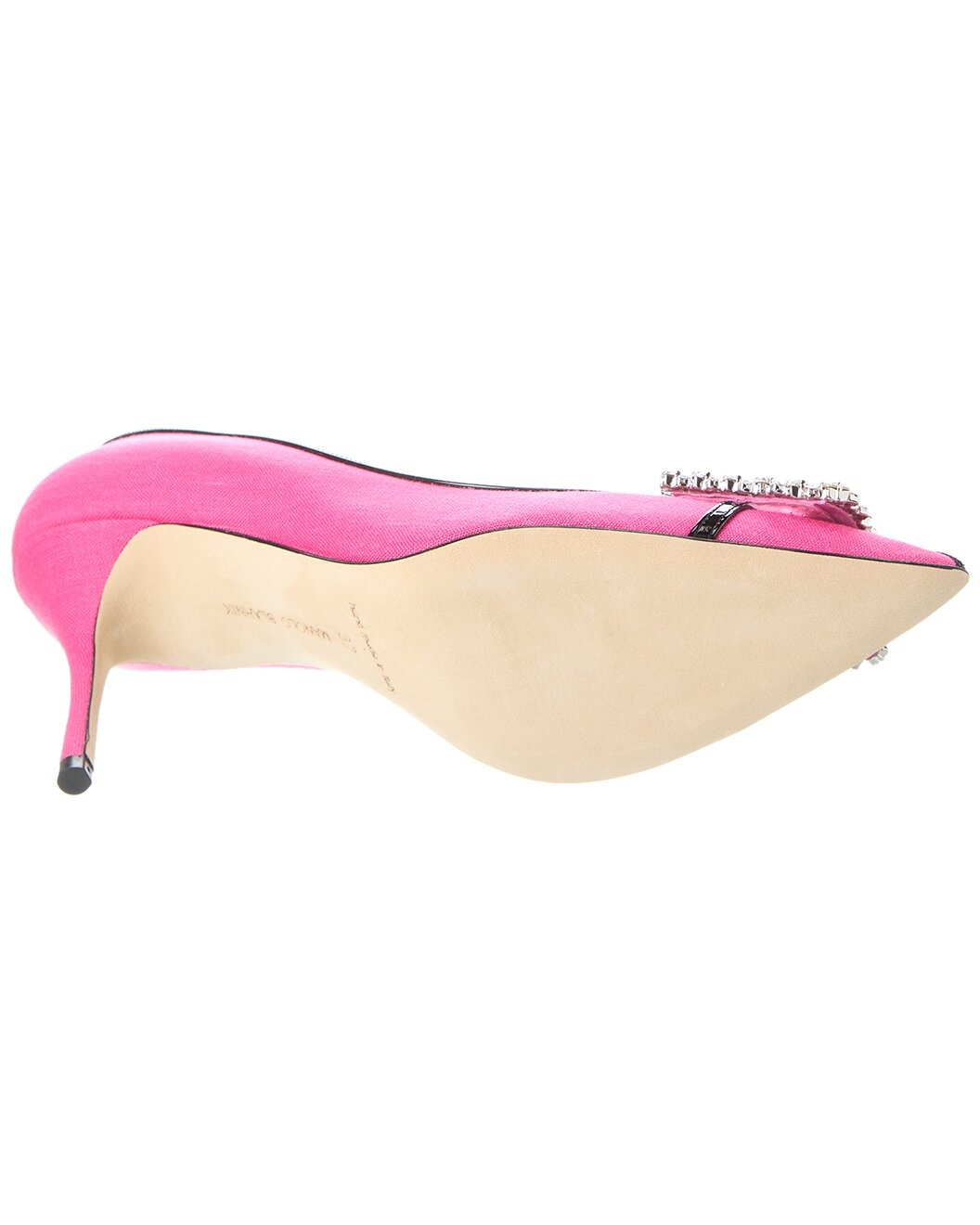 Manolo Blahnik Tuberian 90 Linen & Leather Pump - 4