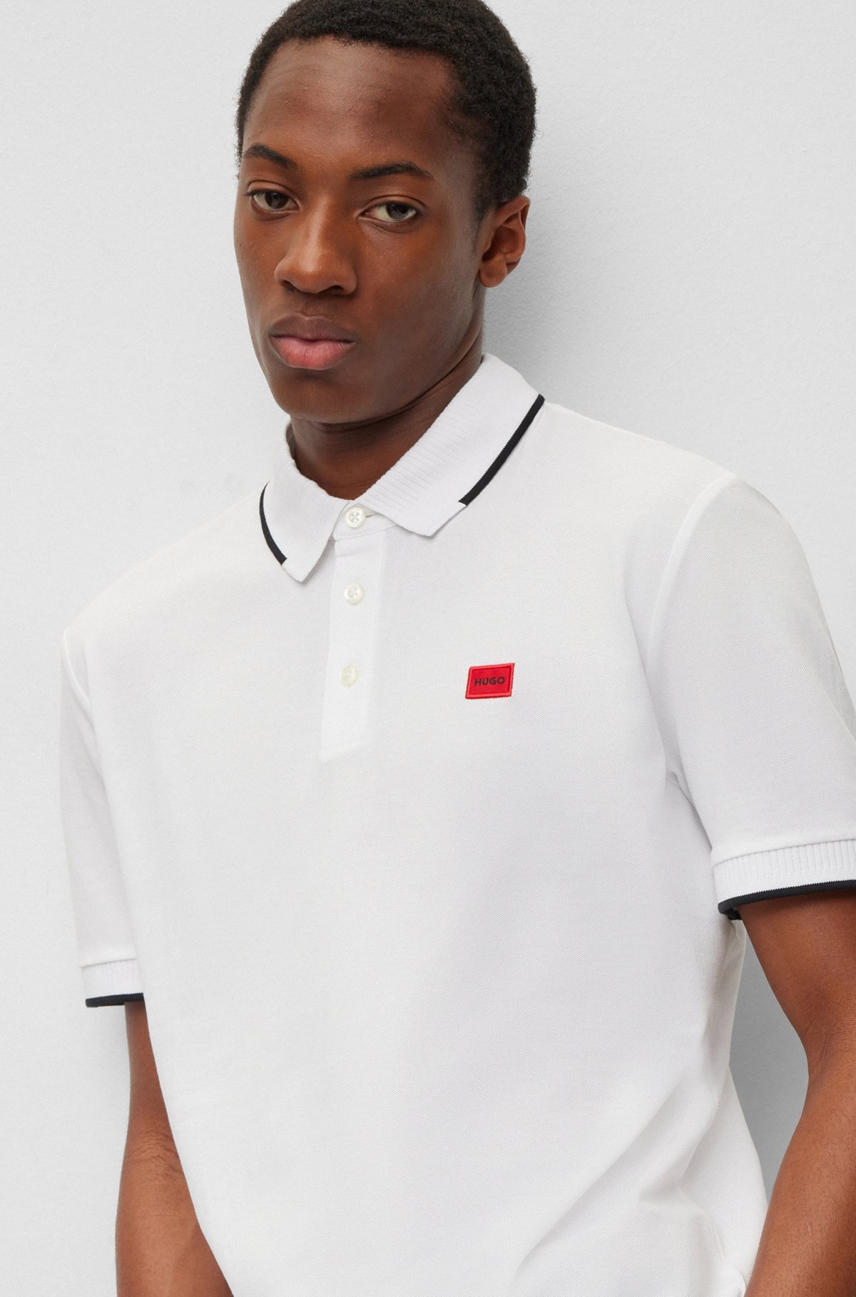 SLIM-FIT POLO SHIRT WITH RED LOGO LABEL - 3