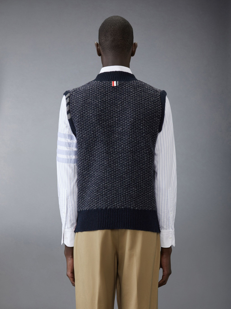 Thom Browne Mohair Tweed 4-Bar V Neck Vest outlook