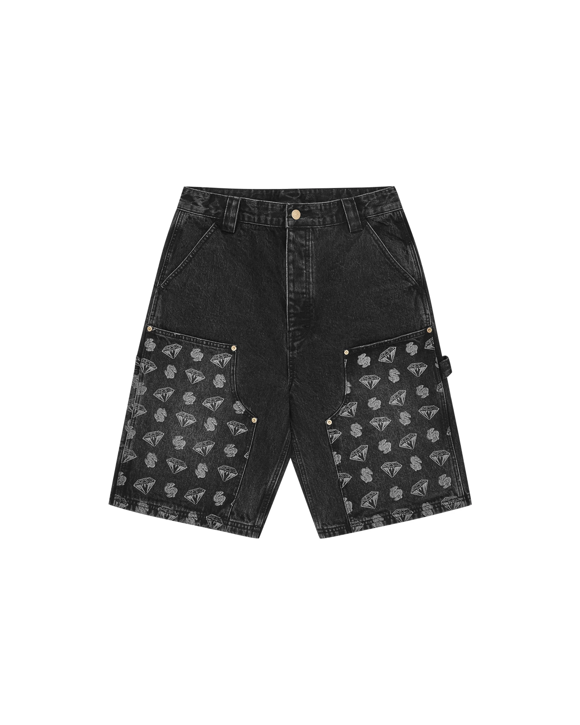 DIAMONDS & DOLLARS DENIM CARPENTER SHORT - 1