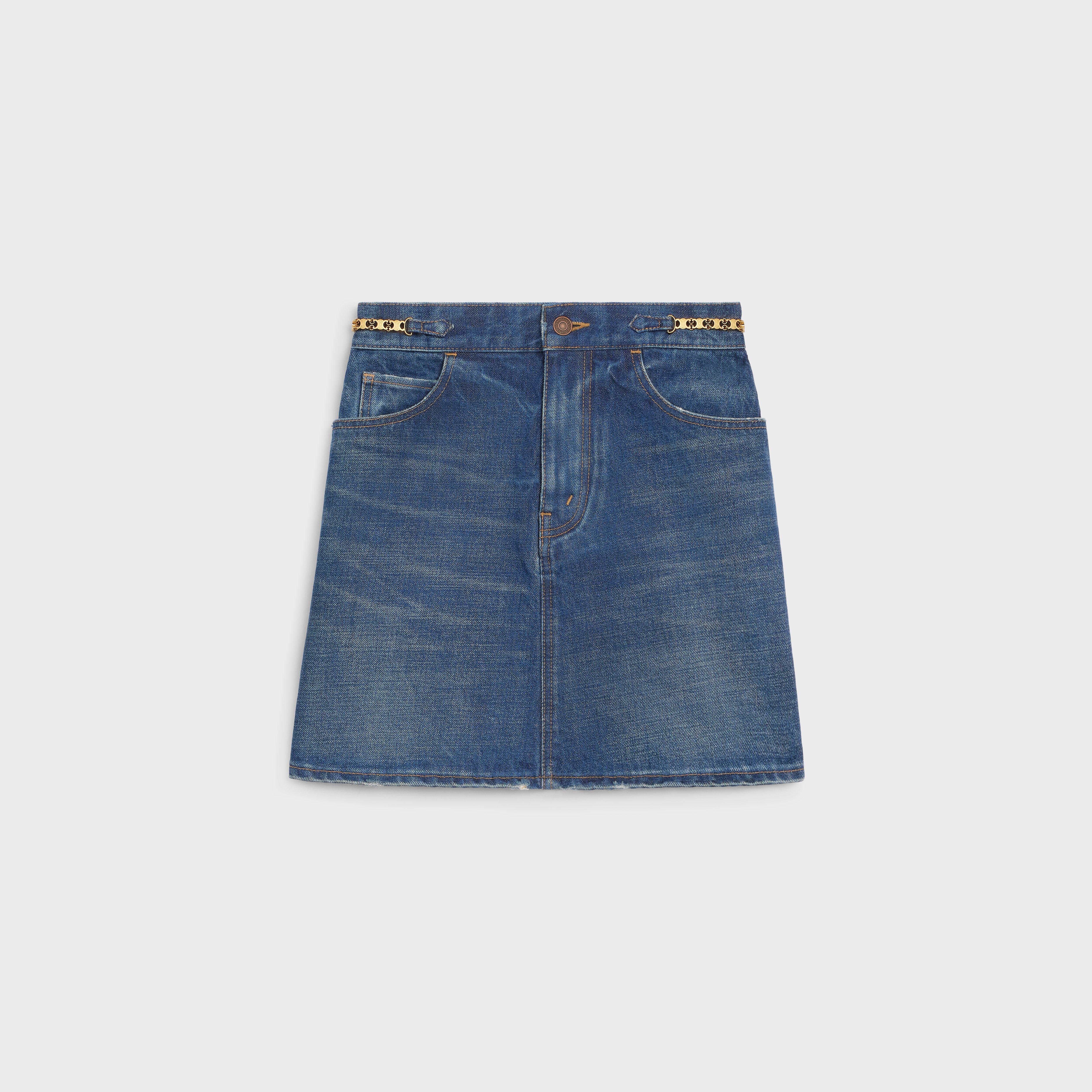 SHORT SKIRT IN DARK UNION WASH DENIM - 1