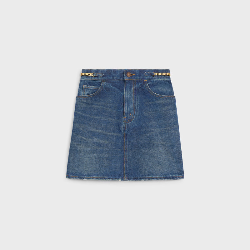 SHORT SKIRT IN DARK UNION WASH DENIM 1