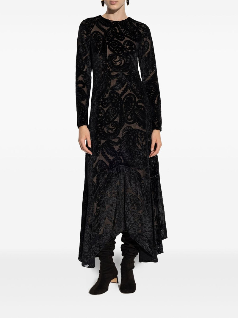Etro paisley-print velvet midi dress outlook