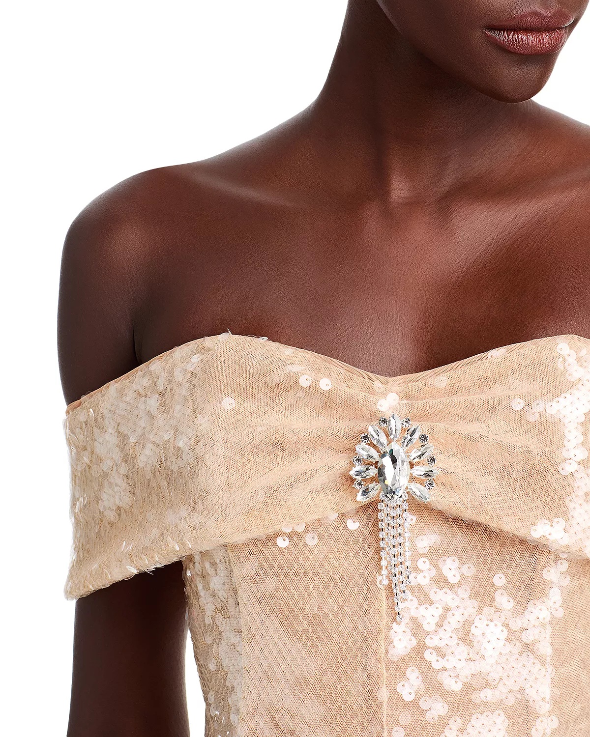 Gold Sequin Off-the-Shoulder Dress - Exclusive - 2