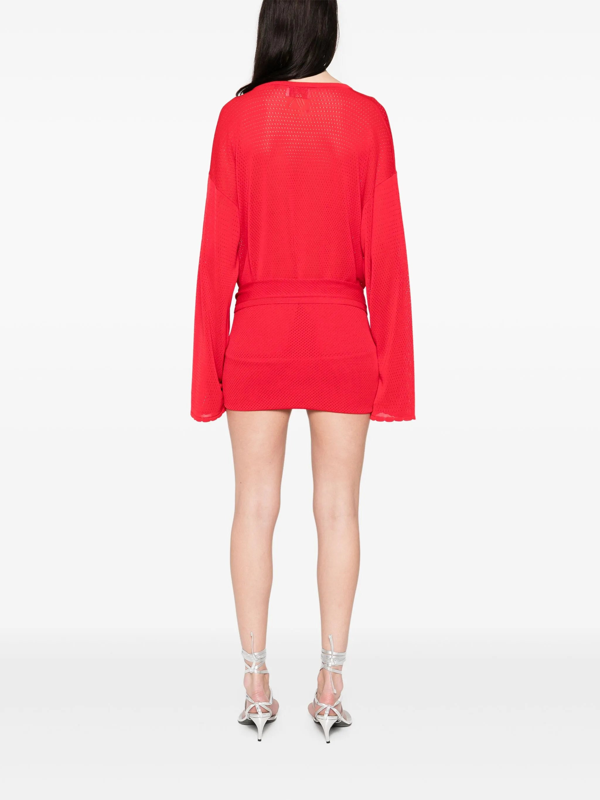 V-neck knotted mini dress - 4