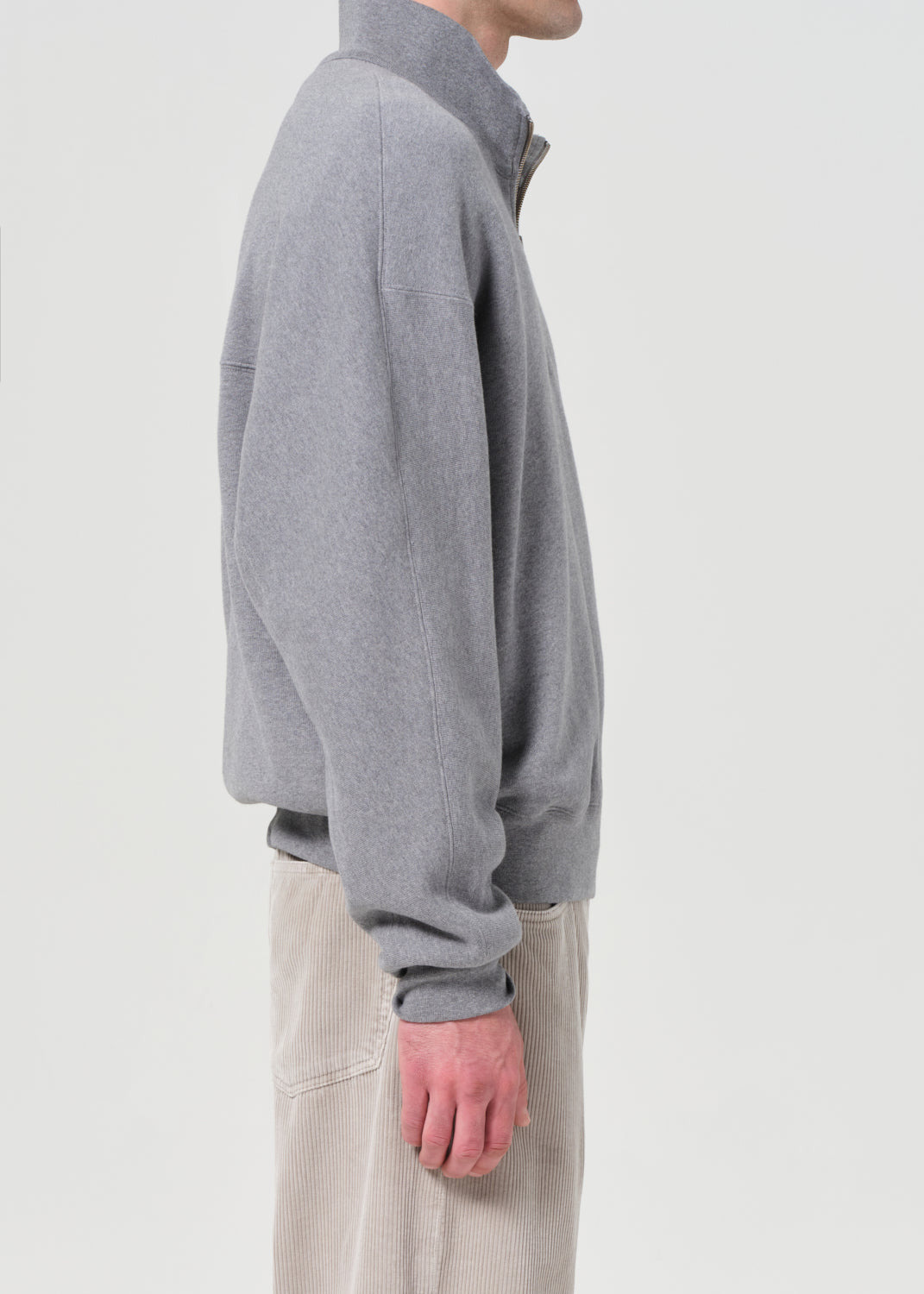 IDRIS QUARTER ZIP IN GREY HEATHER - 4