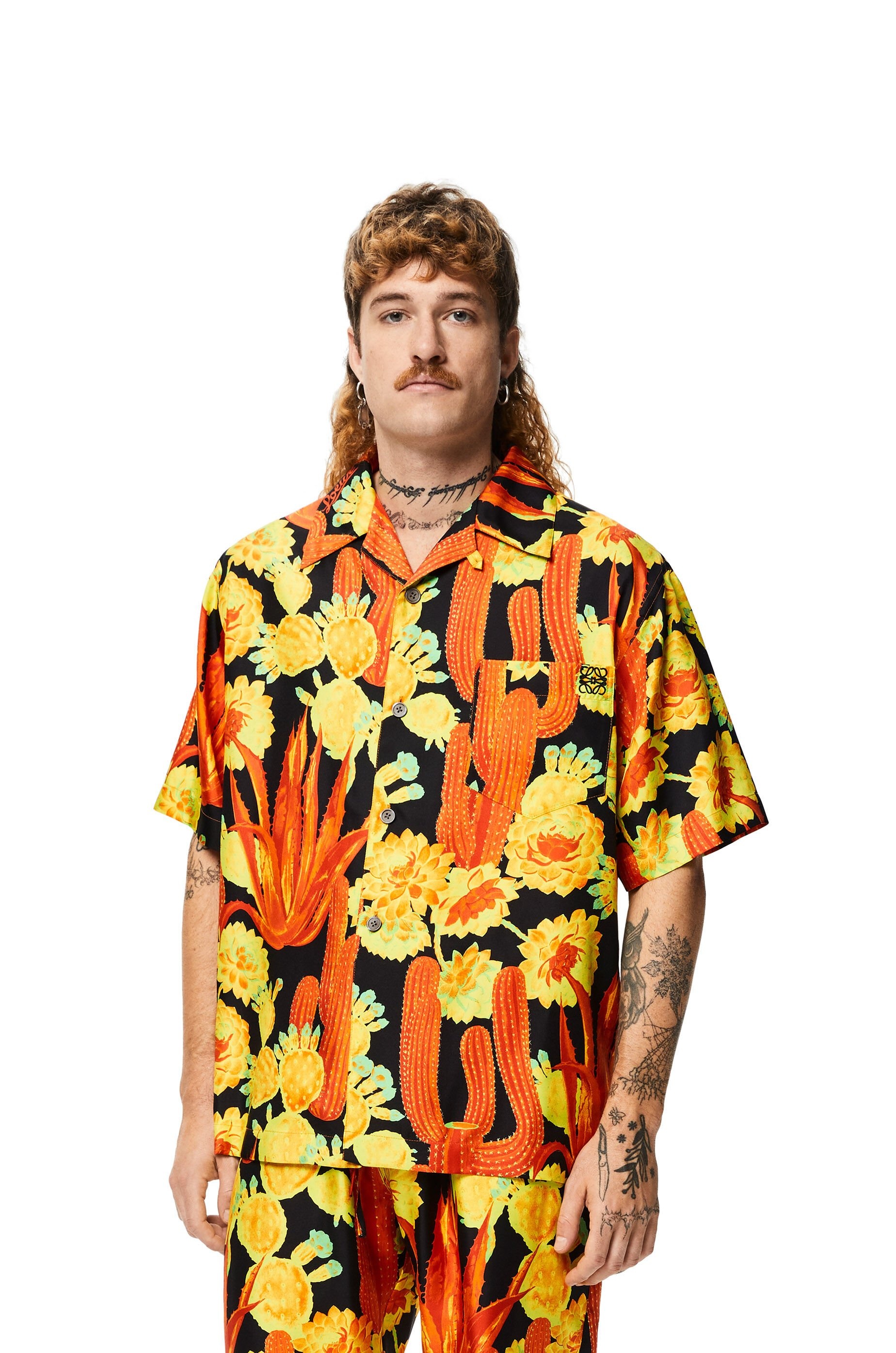 Cactus print bowling shirt in silk - 3