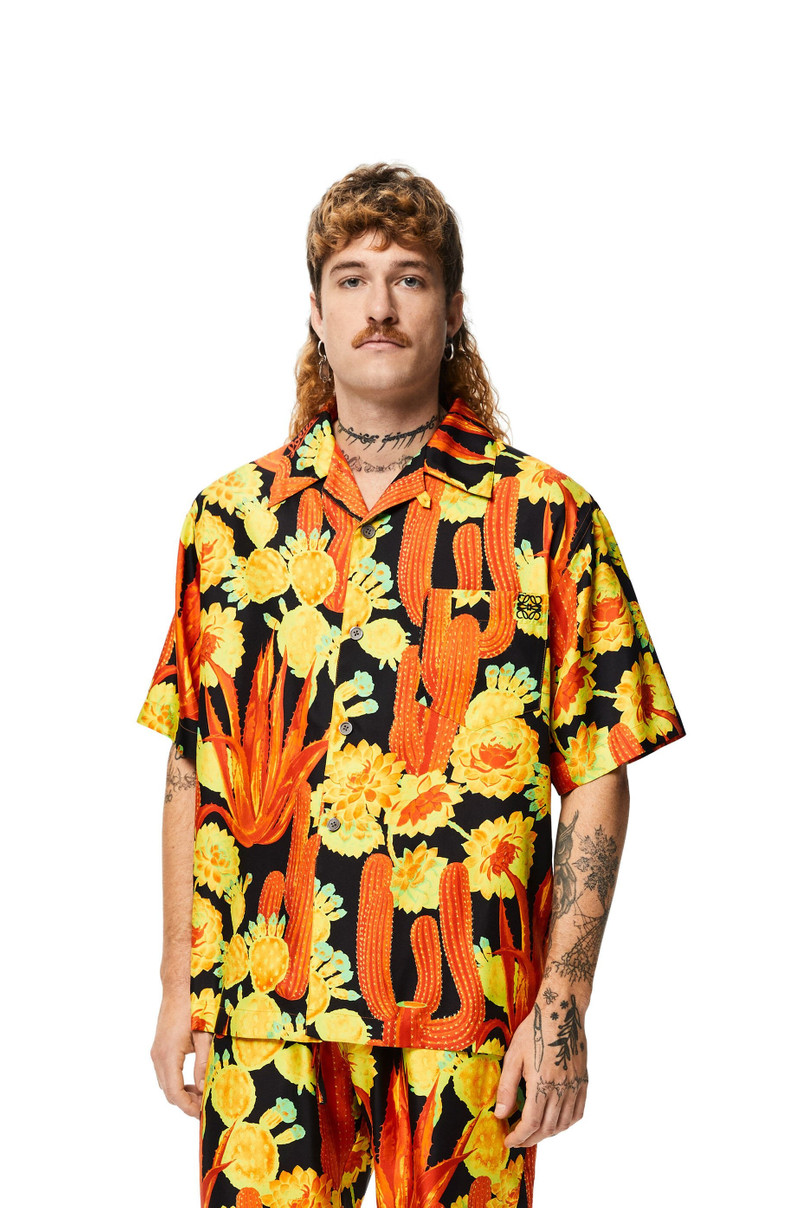 Cactus print bowling shirt in silk 3