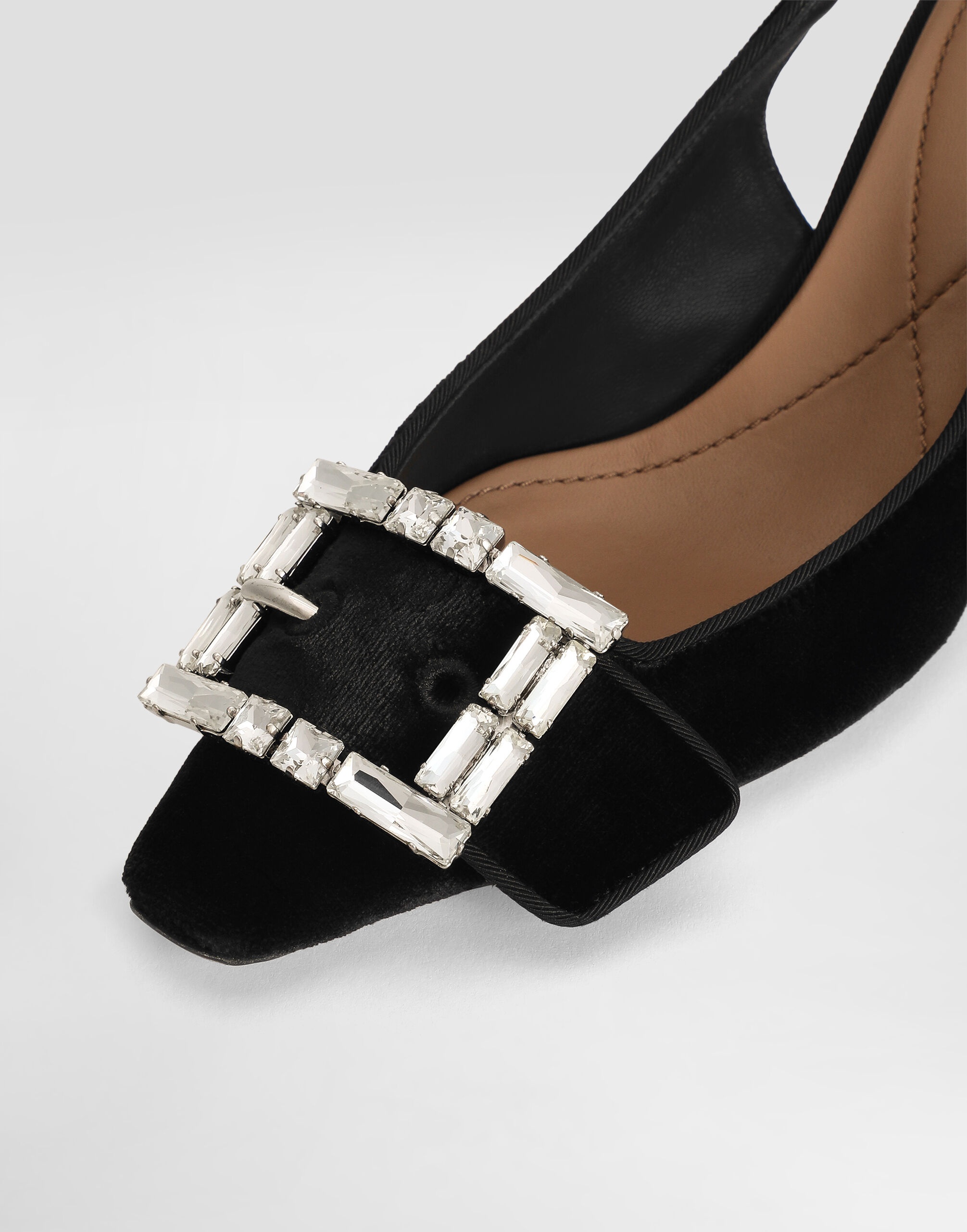 Velvet slingbacks with bejeweled buckle - 4