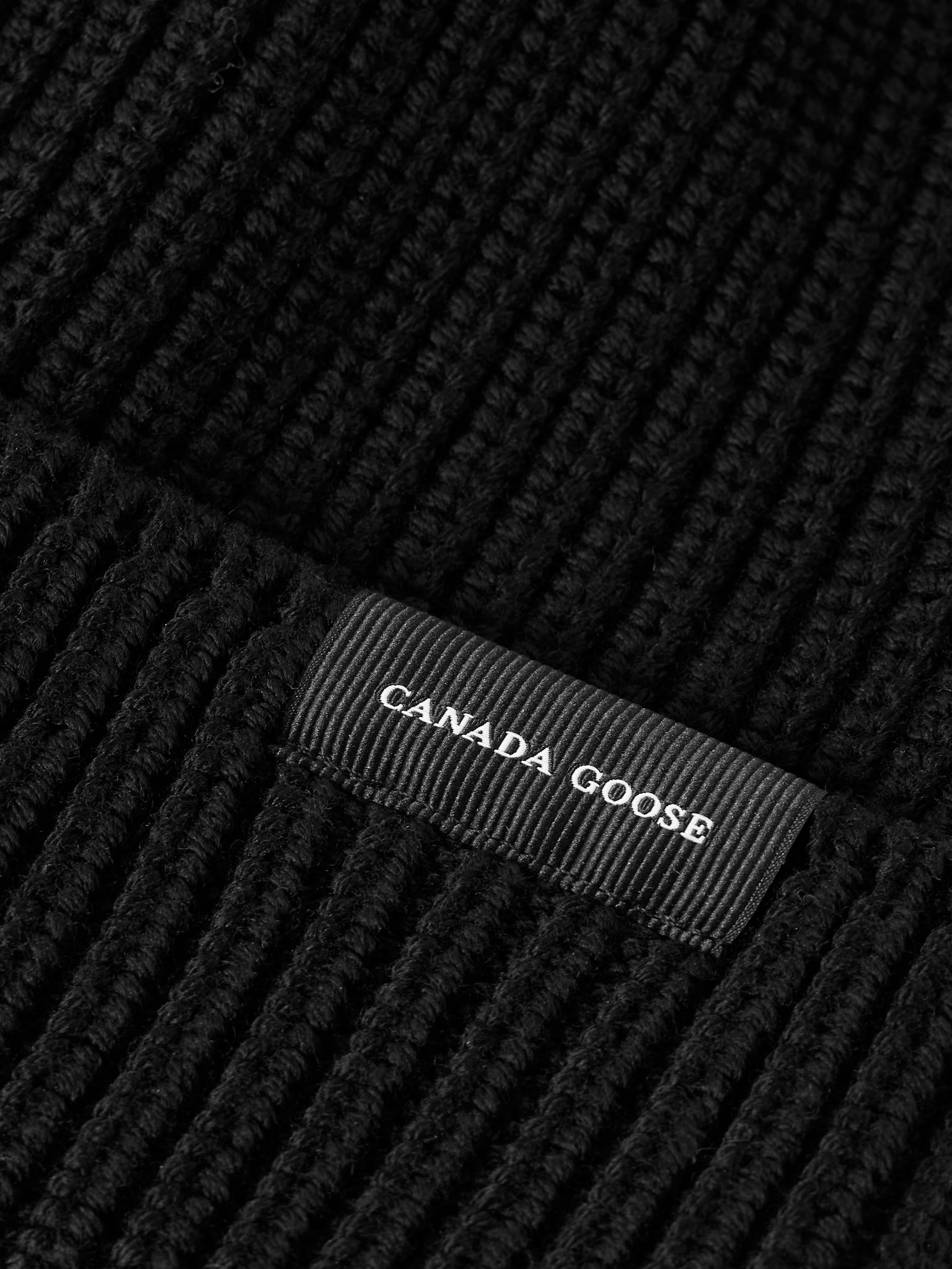 Logo-Appliquéd Ribbed Wool Beanie Black - 3