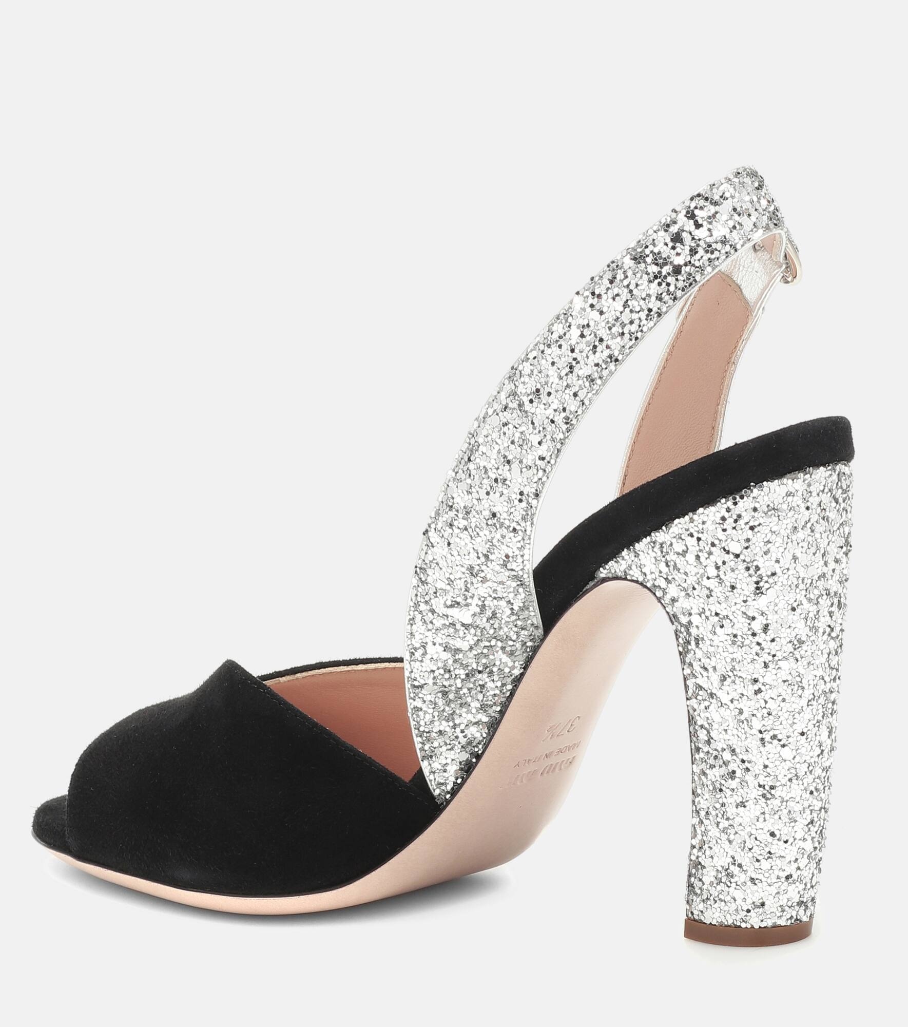 Glitter suede slingback sandals - 3