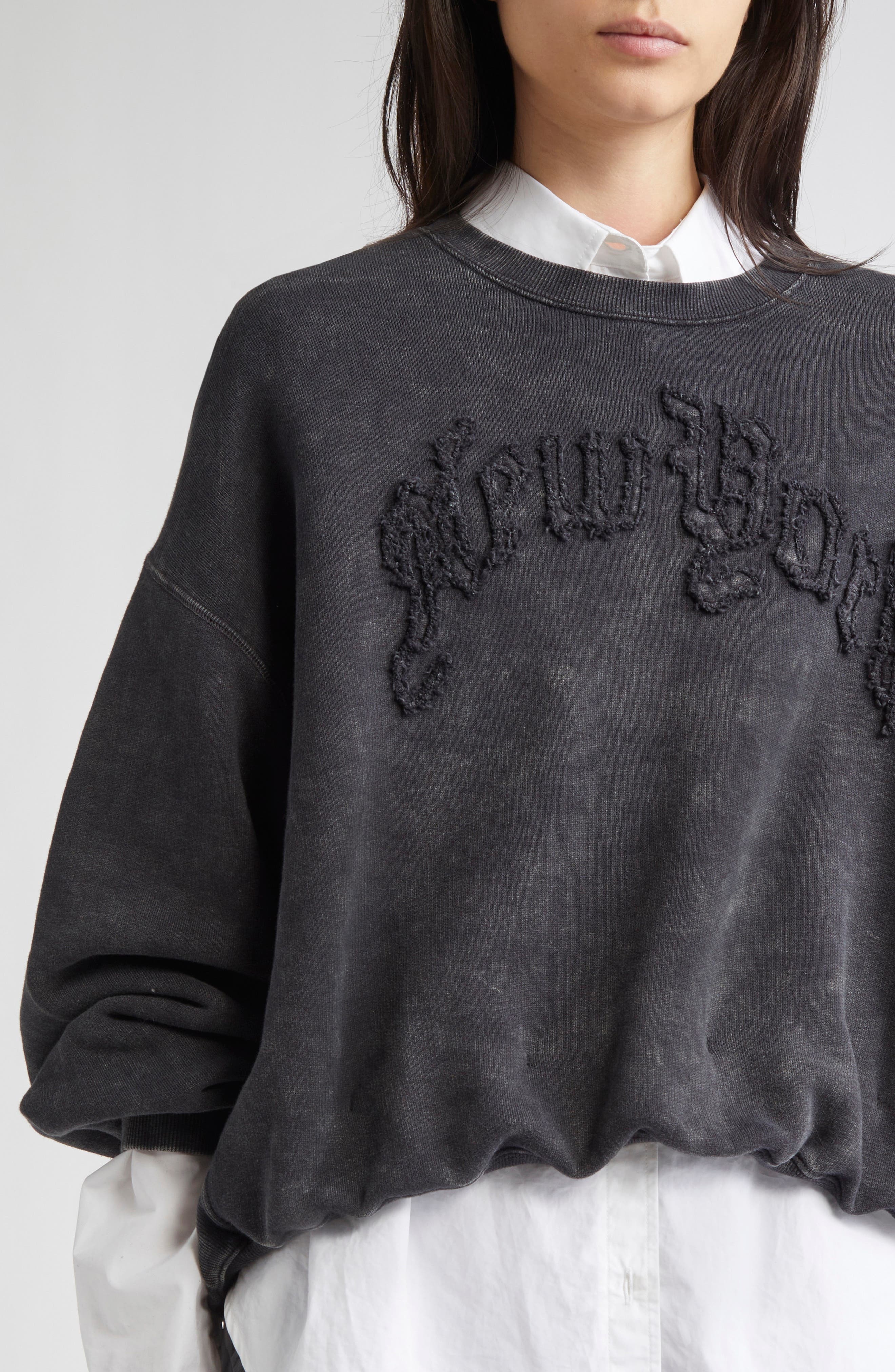 R13 New York Appliqué Balloon Sweatshirt in Washed Black at Nordstrom - 5