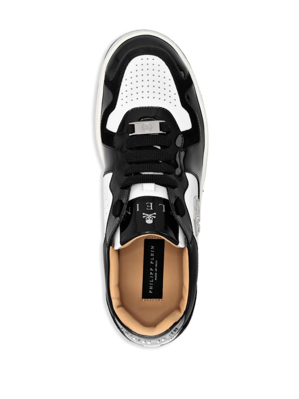 panelled leather sneakers - 3