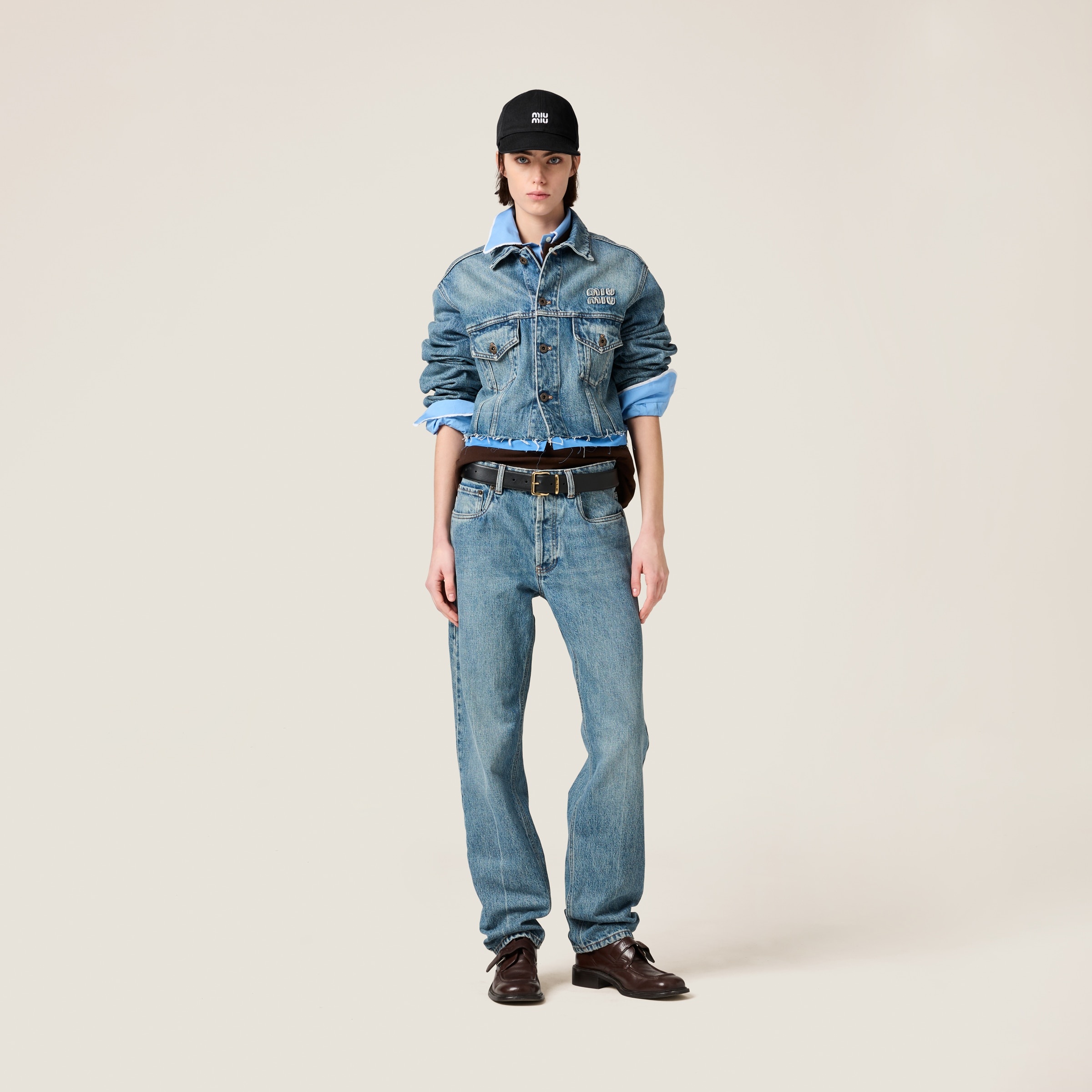 関税込 MiuMiu Denim and poplin five-pocket jeans Miu Miu Denim and poplin five-pocket jeans | REVERSIBLE