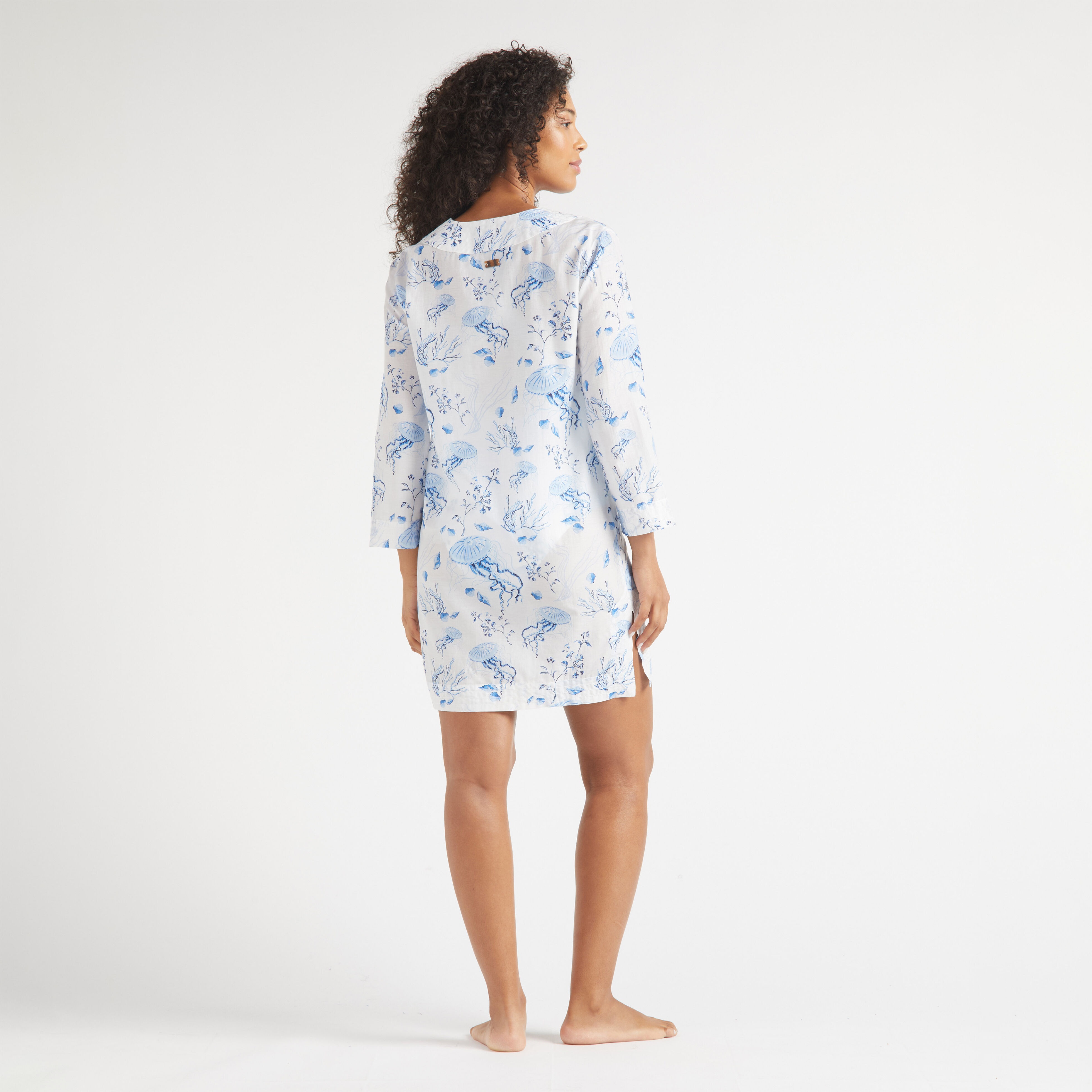 Women Cotton and Silk Kaftan Medusa and Shells - 4