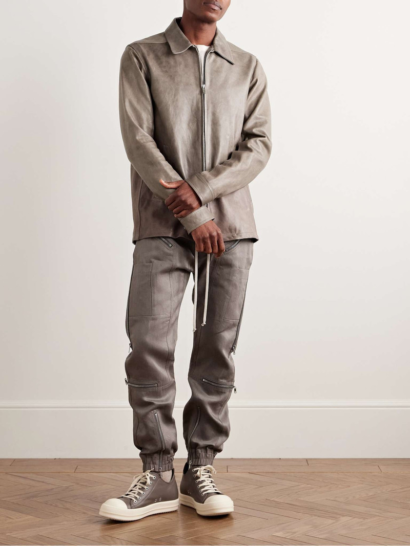 Rick Owens Slim-Fit Tapered Zip-Detailed Linen-Canvas Trousers outlook
