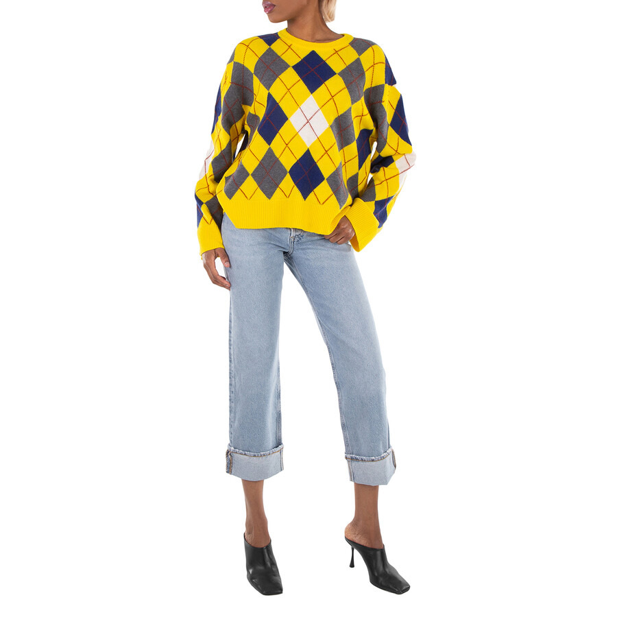 Loewe Argyle Ribbed Collar Knitted Jumper - 4