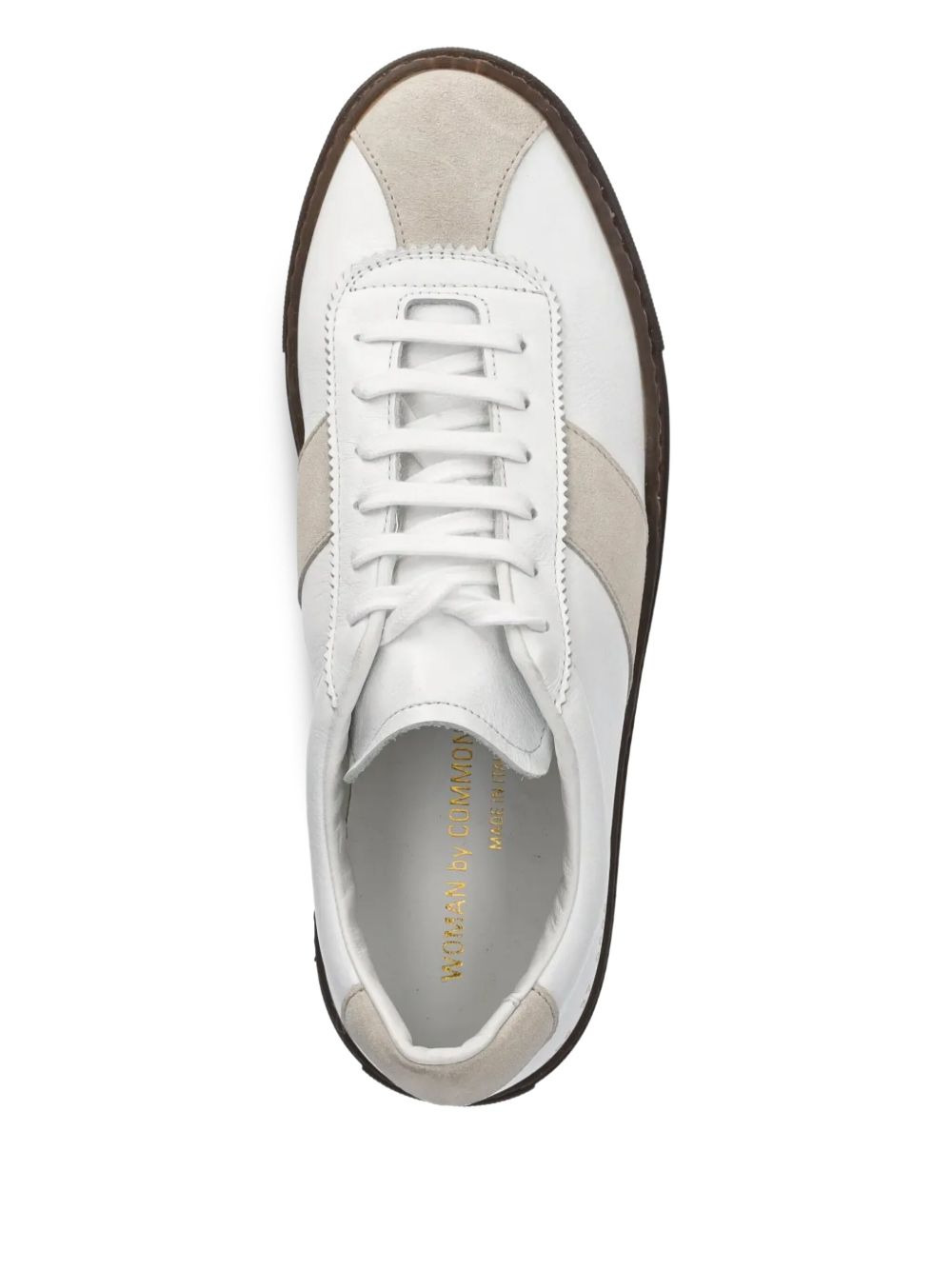 panelled leather sneakers - 4
