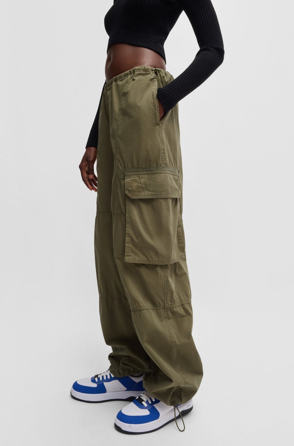 OVERSIZE-FIT PARACHUTE TROUSERS IN COTTON POPLIN - 5