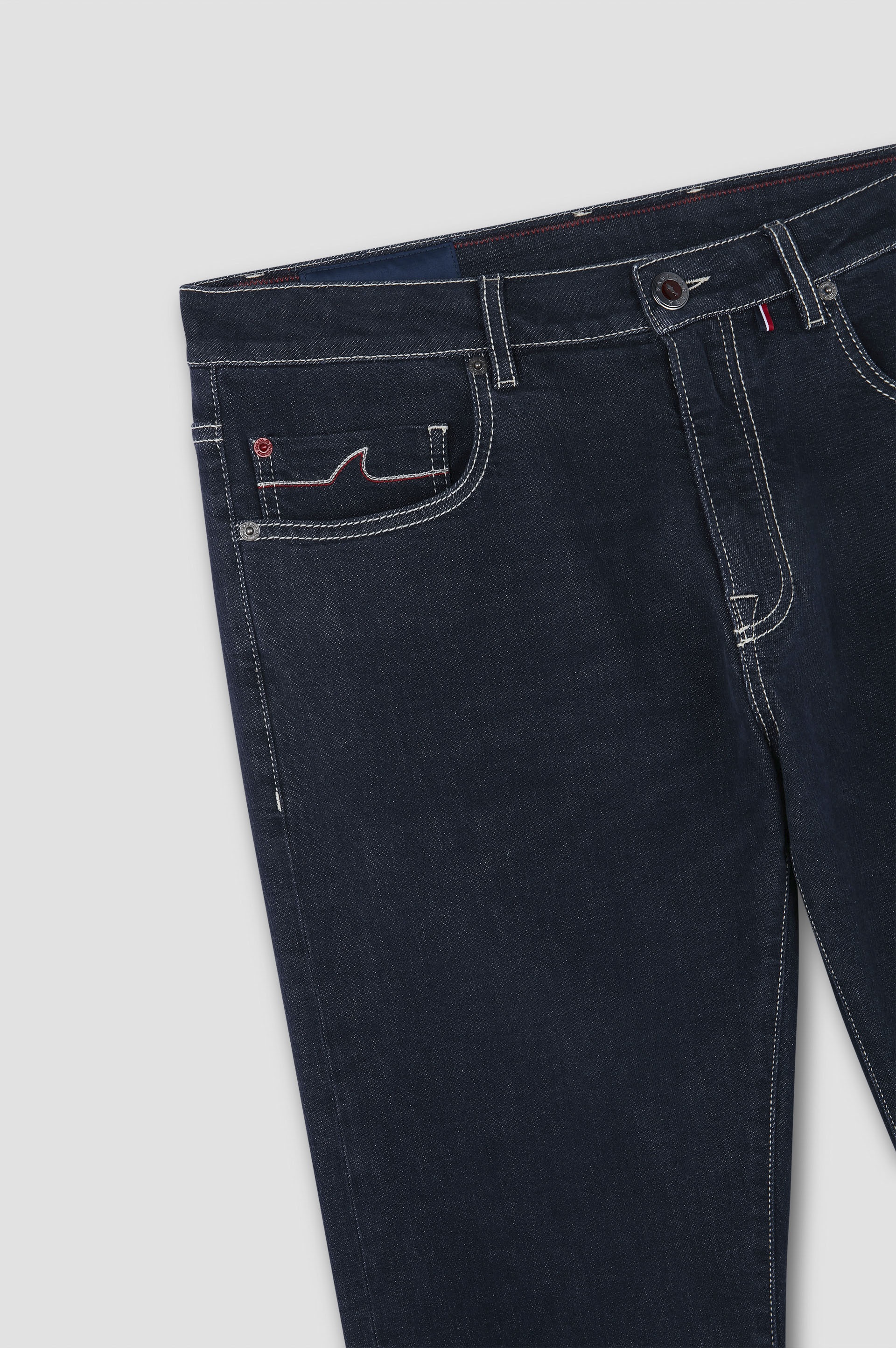 RED RIVET JEANS IN GIZA COTTON STRETCH DENIM - 5
