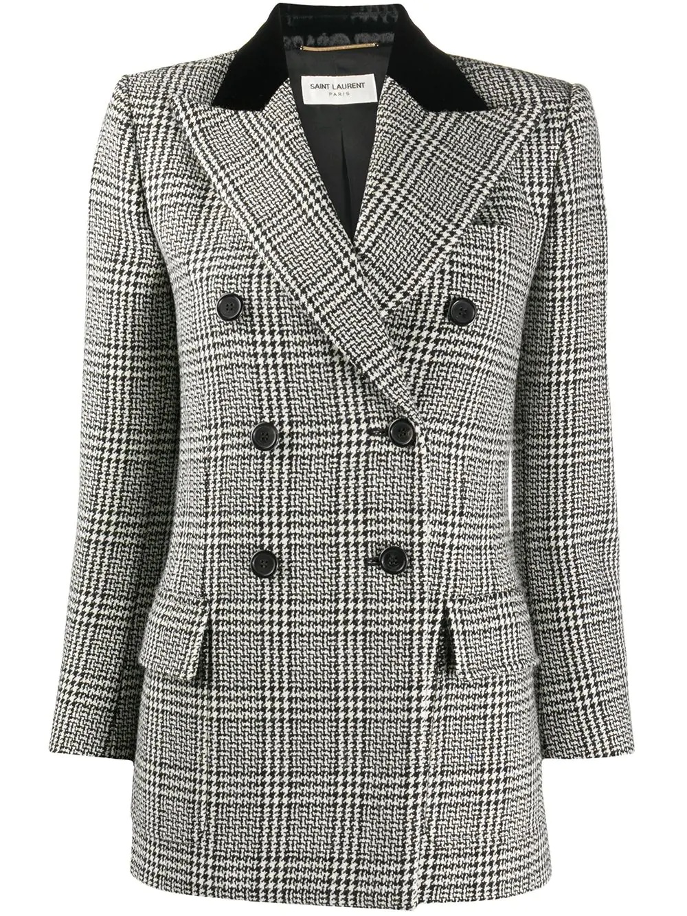 double-breasted check jacket - 1