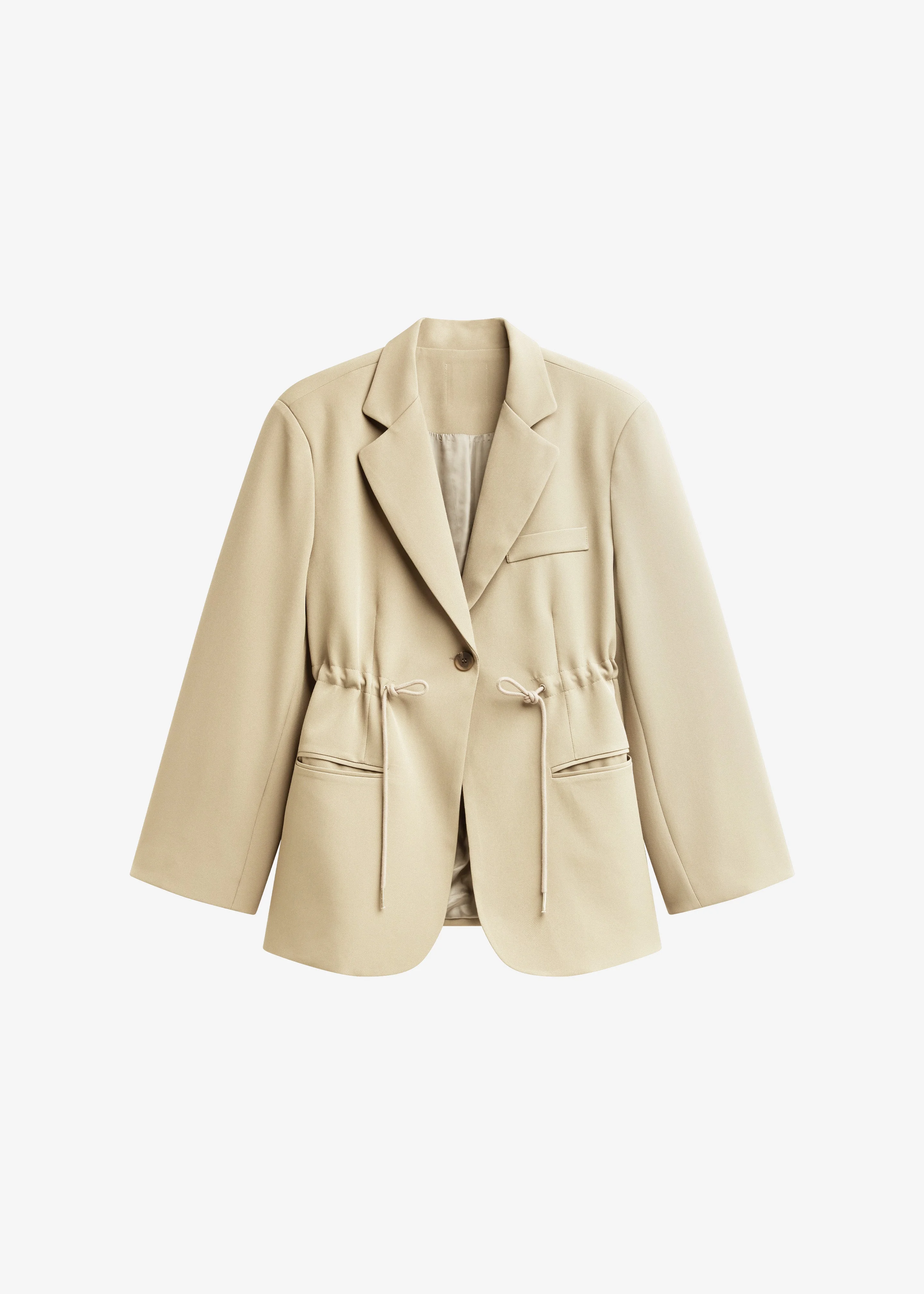 Sesma Drawstring Blazer - Light Beige - 1