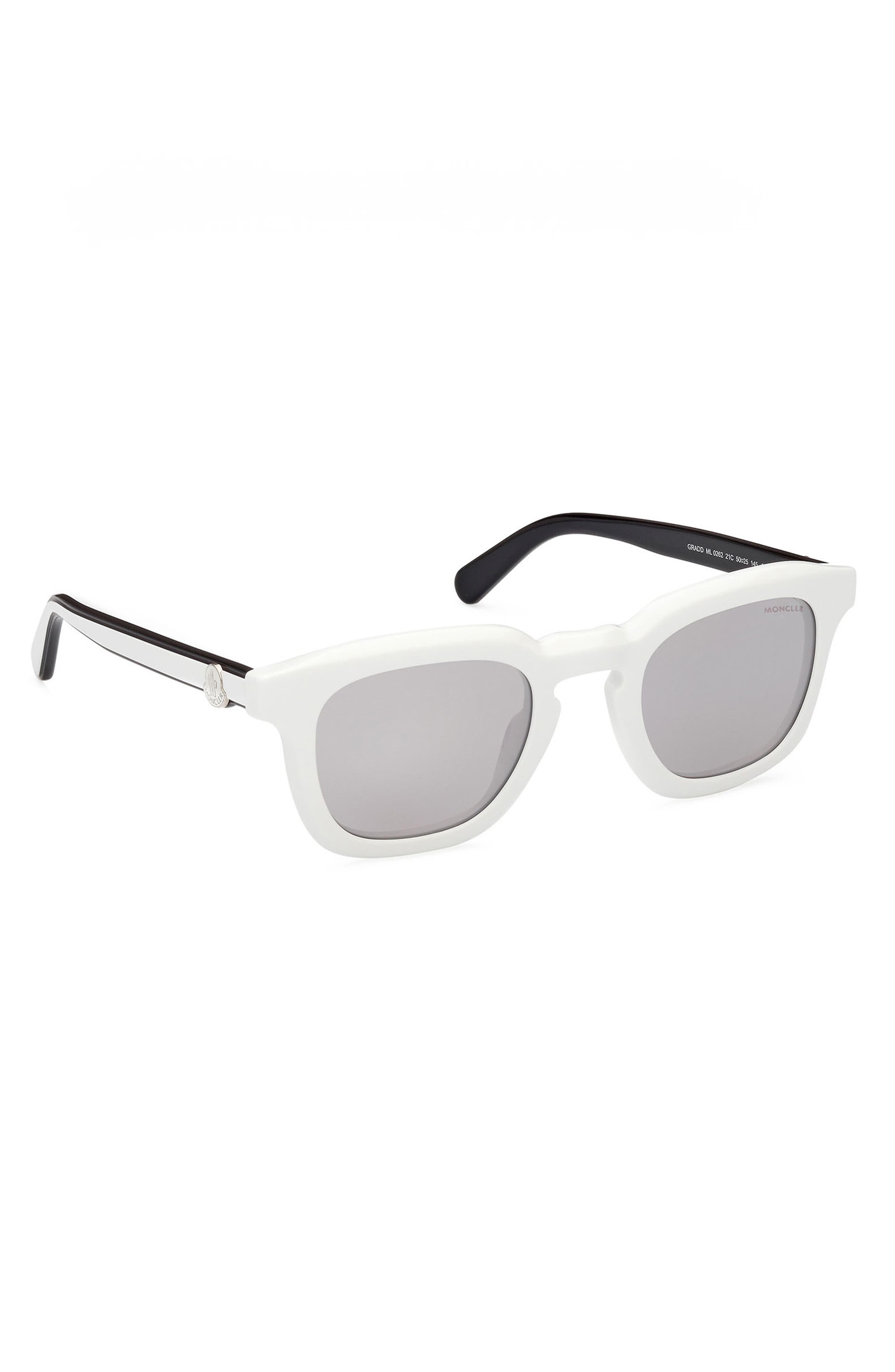 Moncler 50mm Square Sunglasses in White /Smoke Mirror at Nordstrom - 6