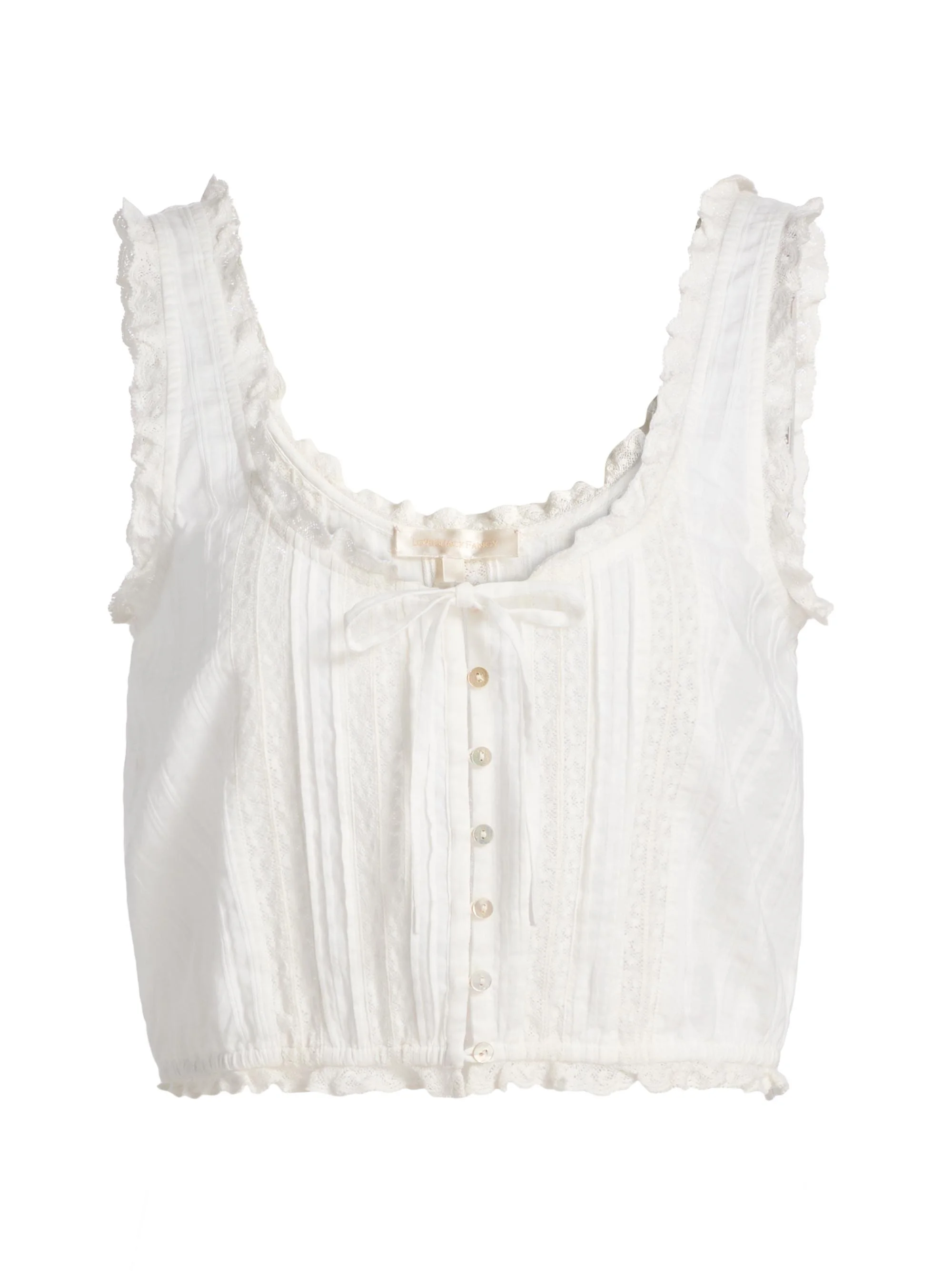 Women's Blyss Lace-Trim Cotton Crop Top - Optic White - 1