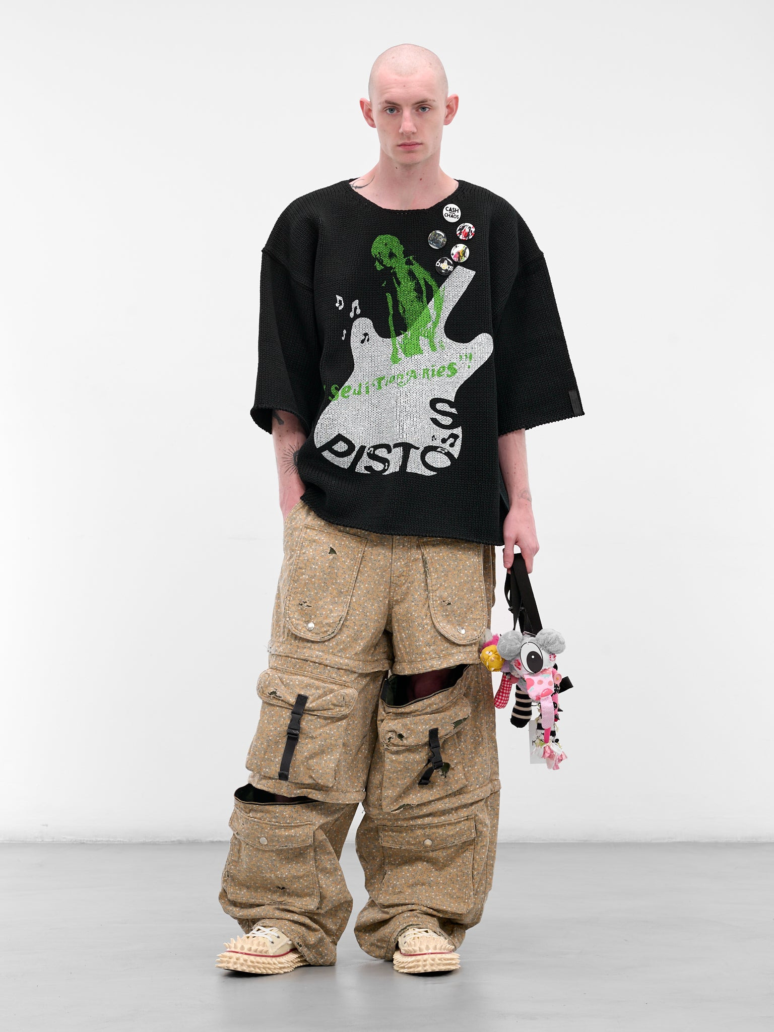 Khaki Flower Distressed Cargo Pants - 6