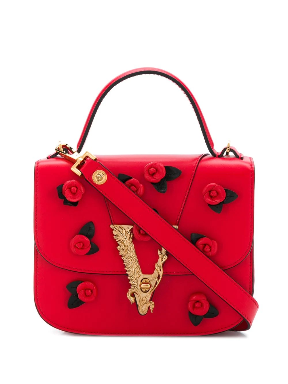 Virtus rose appliqué shoulder bag - 1