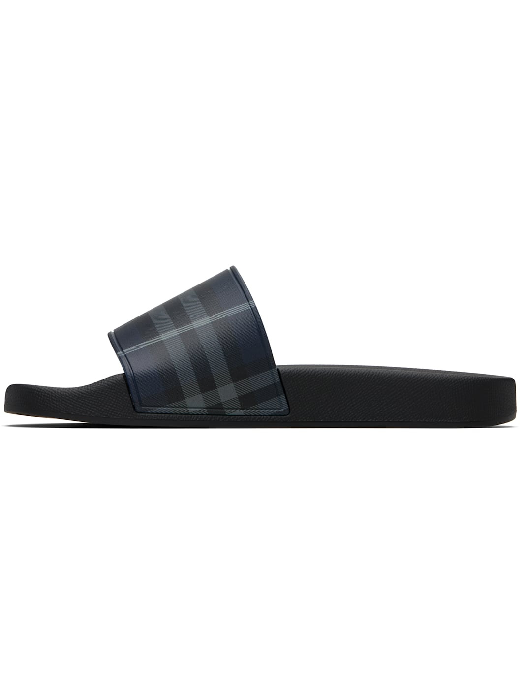 Navy & Black Check Pool Slides - 3
