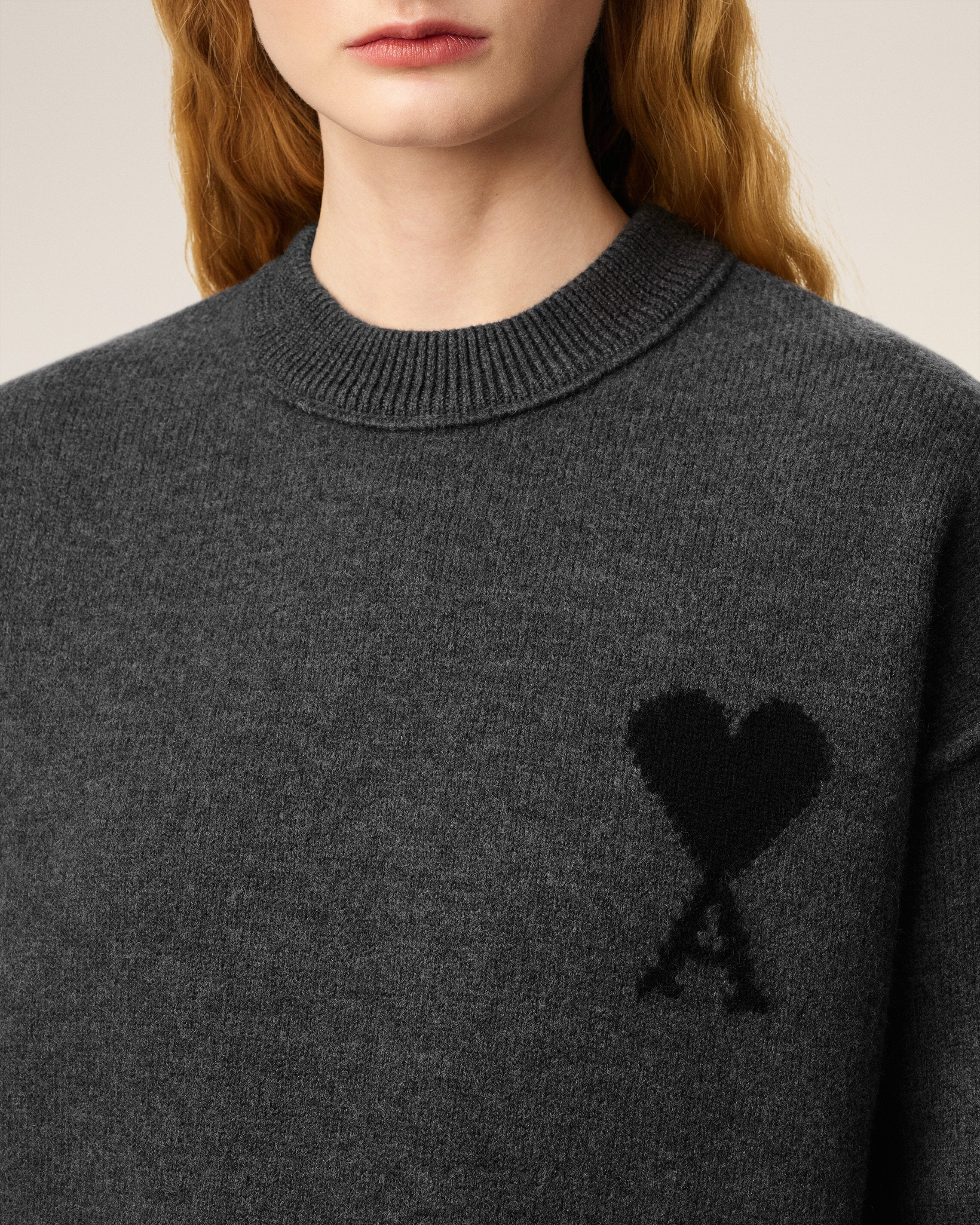 GREY WOOL AMI DE COEUR CREWNECK SWEATER - 4