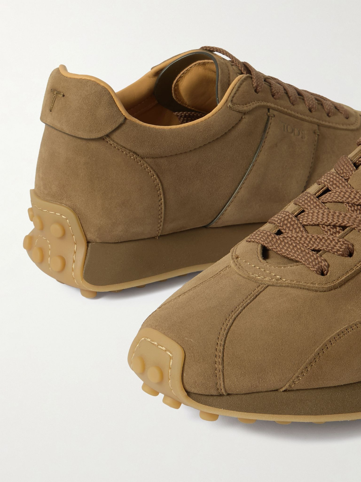 Sportivo Active leather-trimmed suede sneakers Chocolate - 4