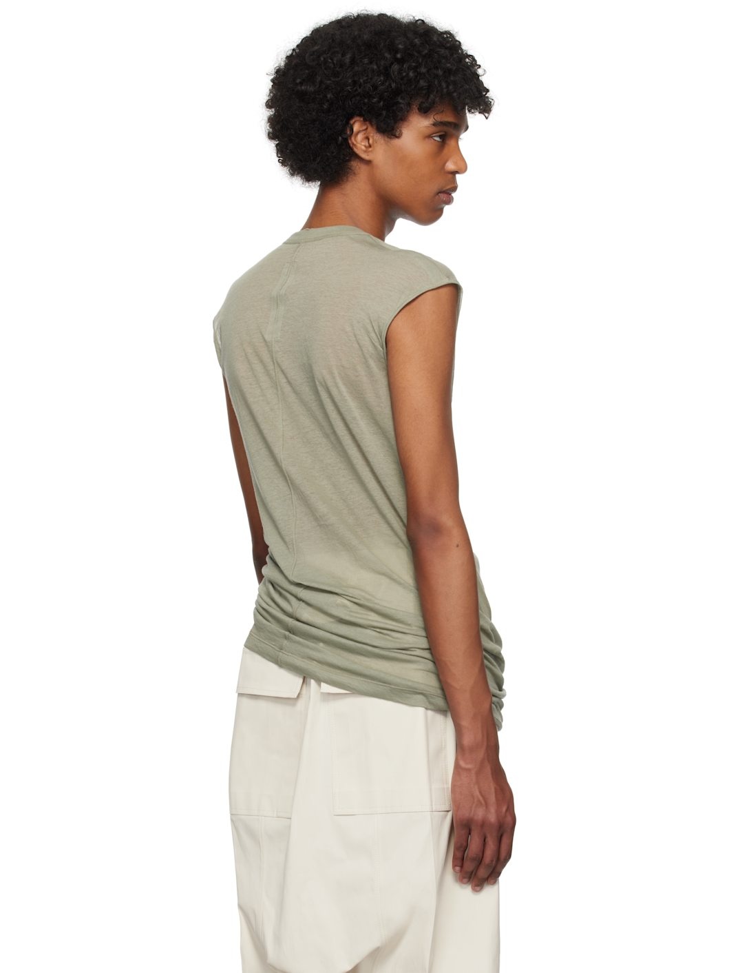 【関税込み】Rick Owens グリーン Hollywood  Tシャツ Rick Owens Green Hollywood Deep V SL T-shirt | REVERSIBLE