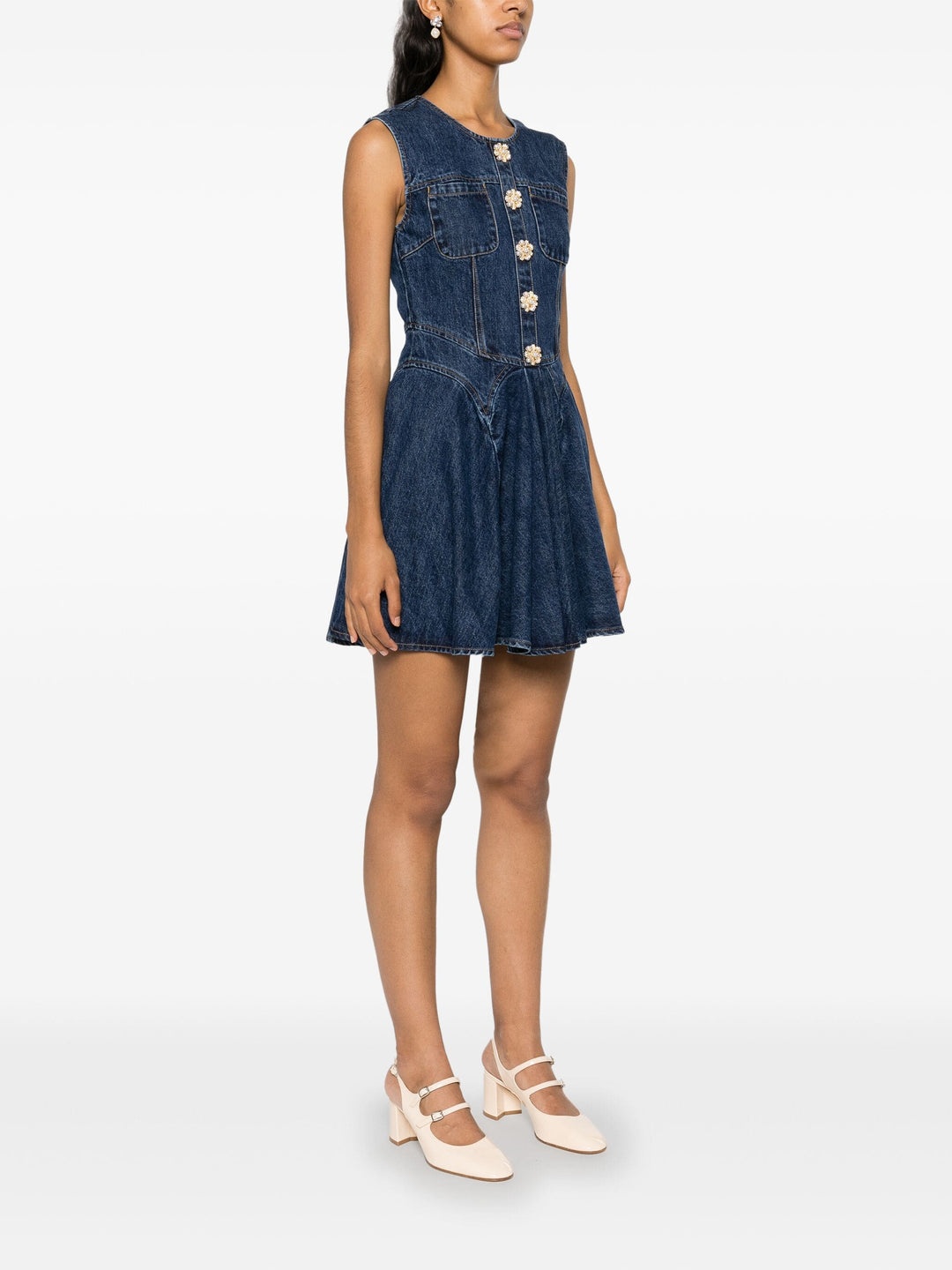 Denim Skater Mini Dress - 3