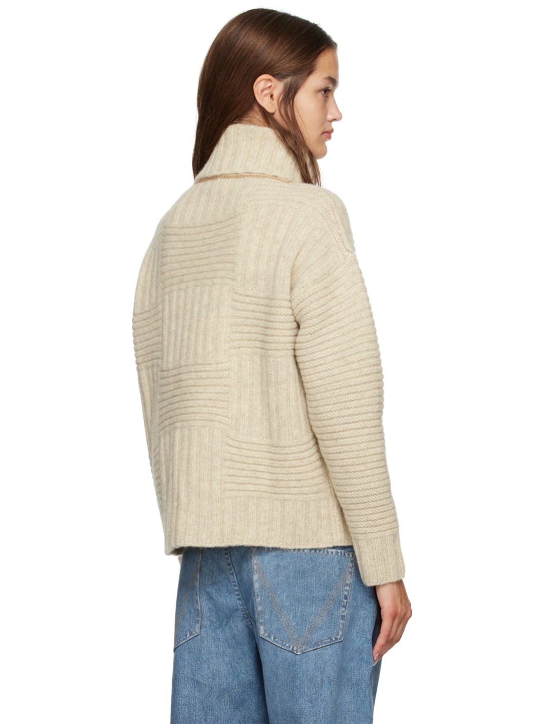 Beige Intreccio Turtleneck - 3