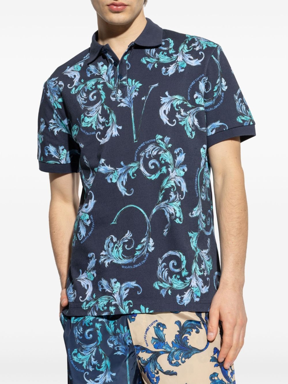barocco-print polo shirt - 3