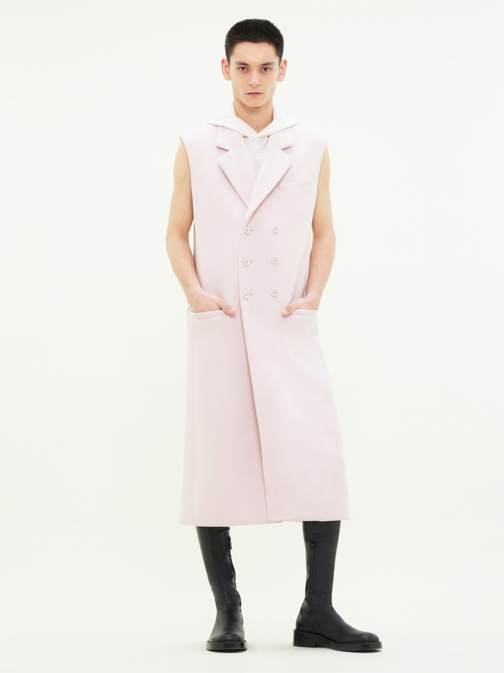 EMBROIDERED WOOL SLEEVELESS COAT - 2
