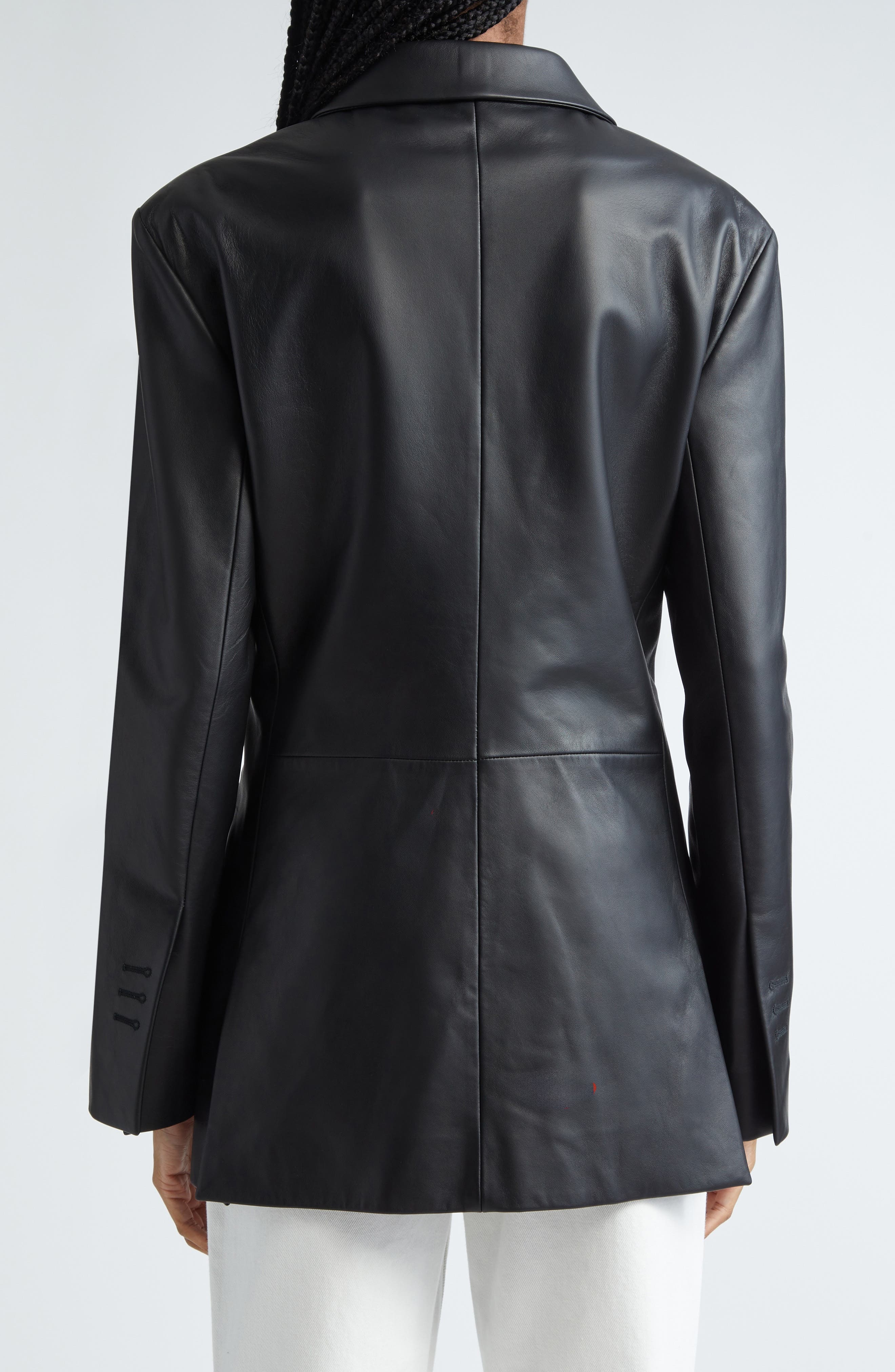 La Veste Tibau Asymmetric Leather Blazer - 3