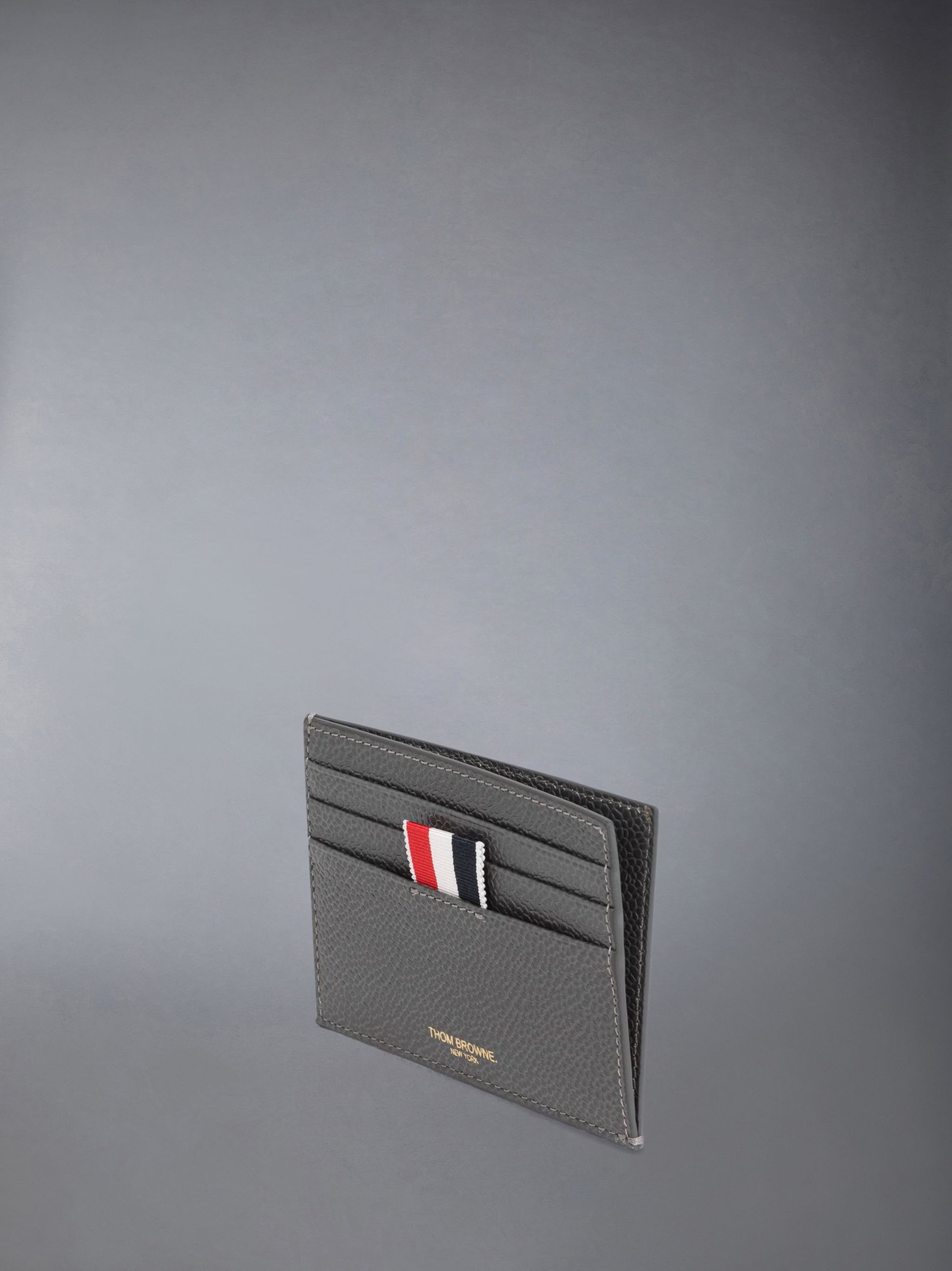 Dark Grey Pebble Grain Leather 4-Bar Single Cardholder - 3