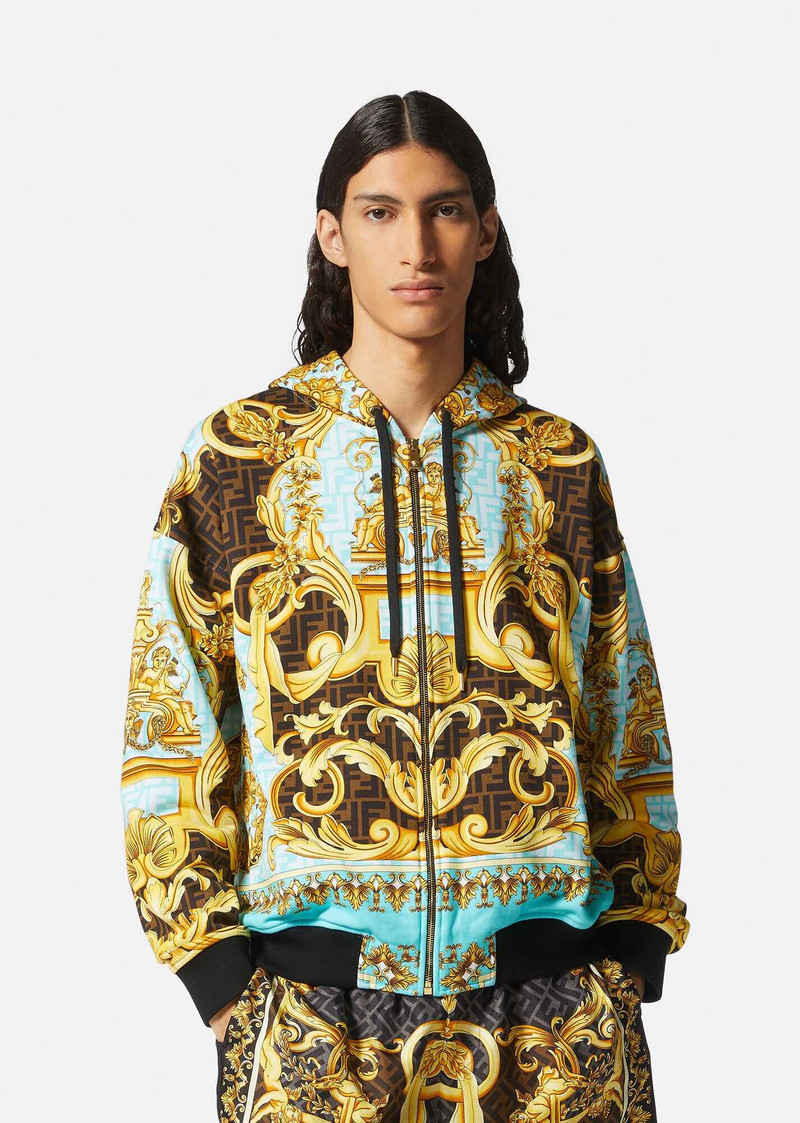 VERSACE Fendace Gold Baroque Zip Hoodie | REVERSIBLE