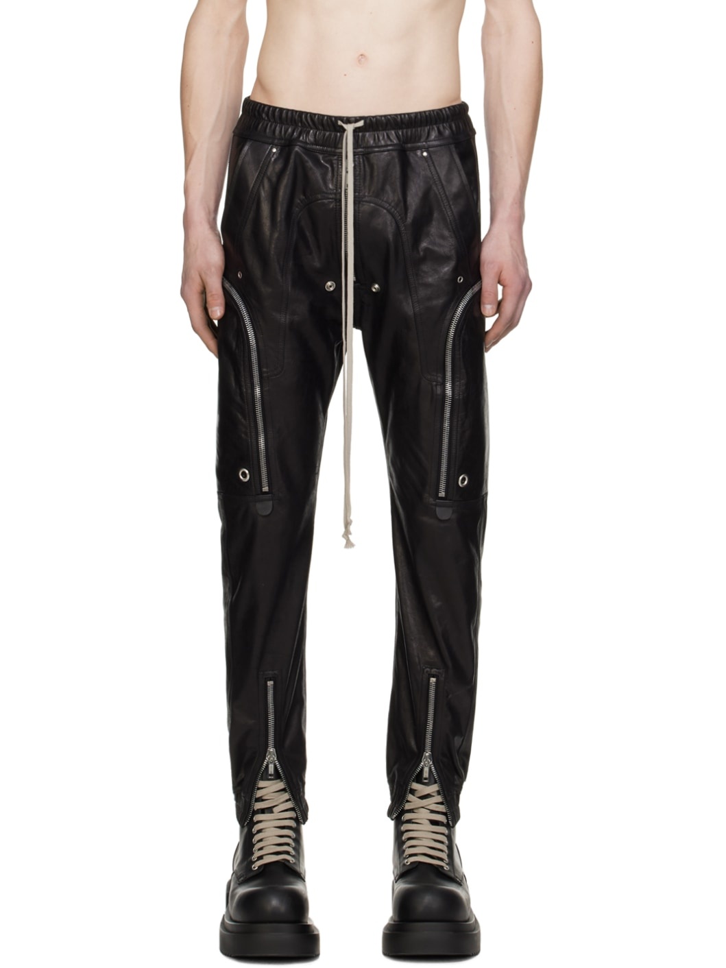 Black Bauhaus Leather Pants - 1