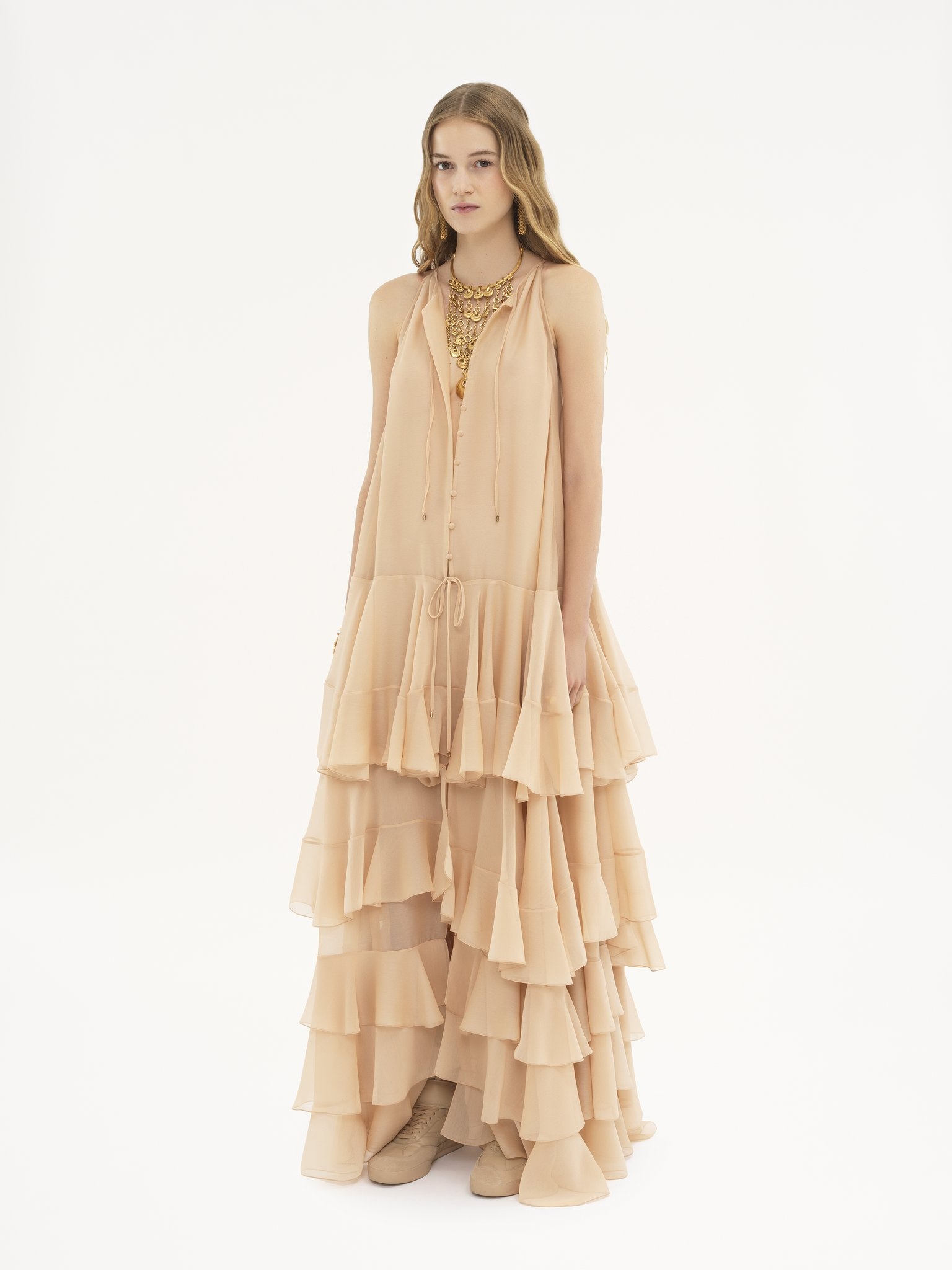 TIERED MAXI DRESS IN SILK GEORGETTE - 4