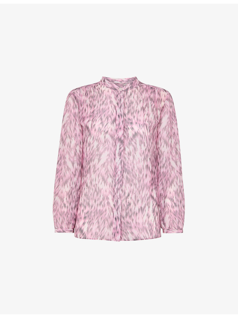 Leopard-Print Long-Sleeve Pleated Woven Shirt 1