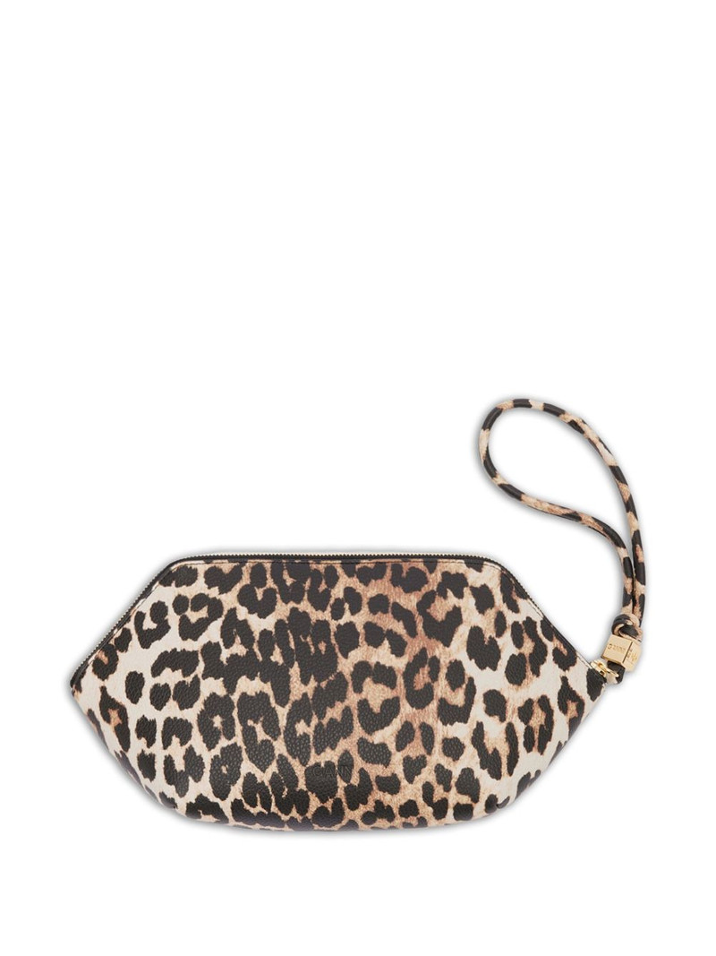 GANNI leopard print wristlet make up bag outlook